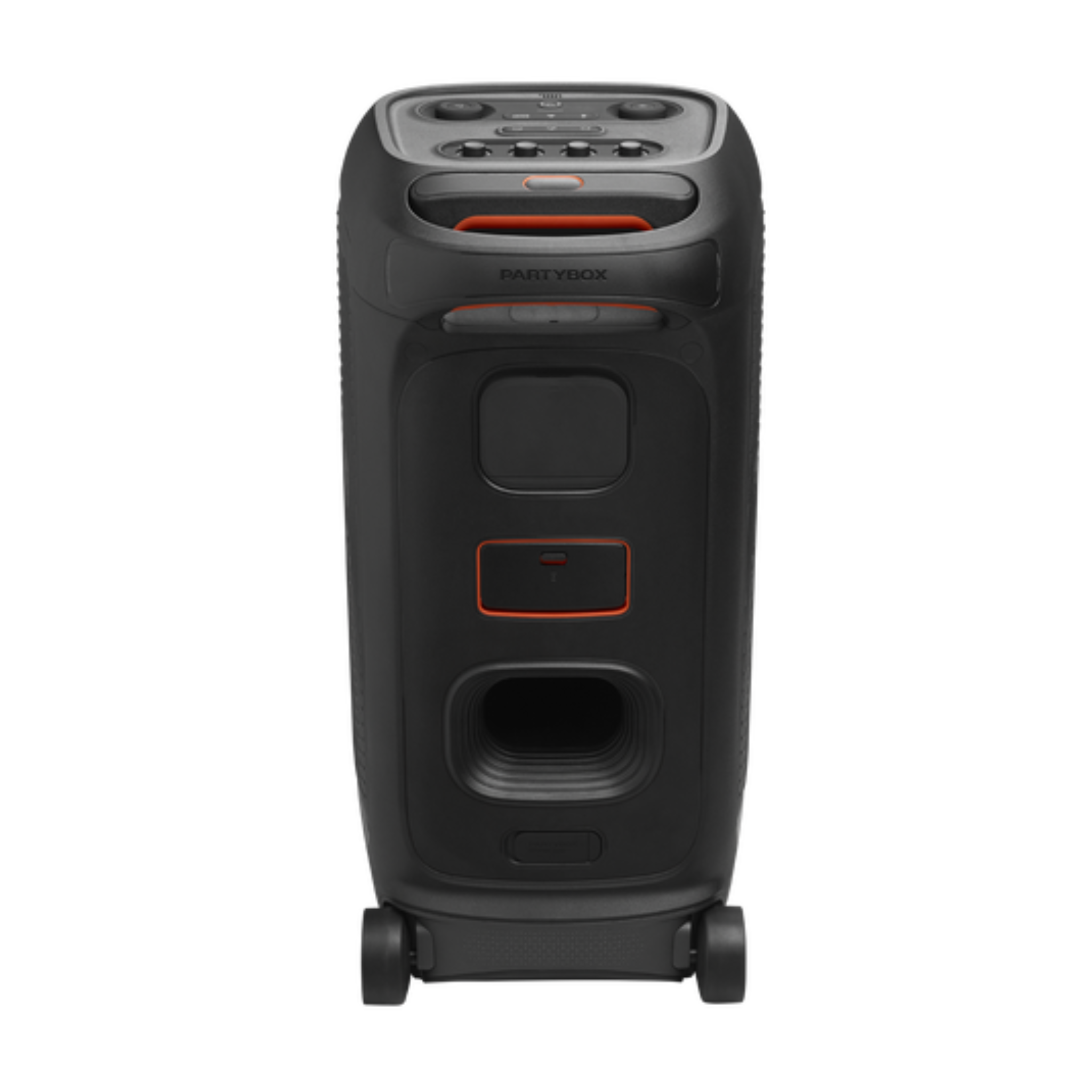 JBL Partybox 320, Portable Bluetooth 240W Party Speaker, AI Sound Boost, Futuristic Light Show, Multispeaker Connection by Auracast, Telescopic Handle & Wheels, Dual Guitar & Mic Inputs - Black