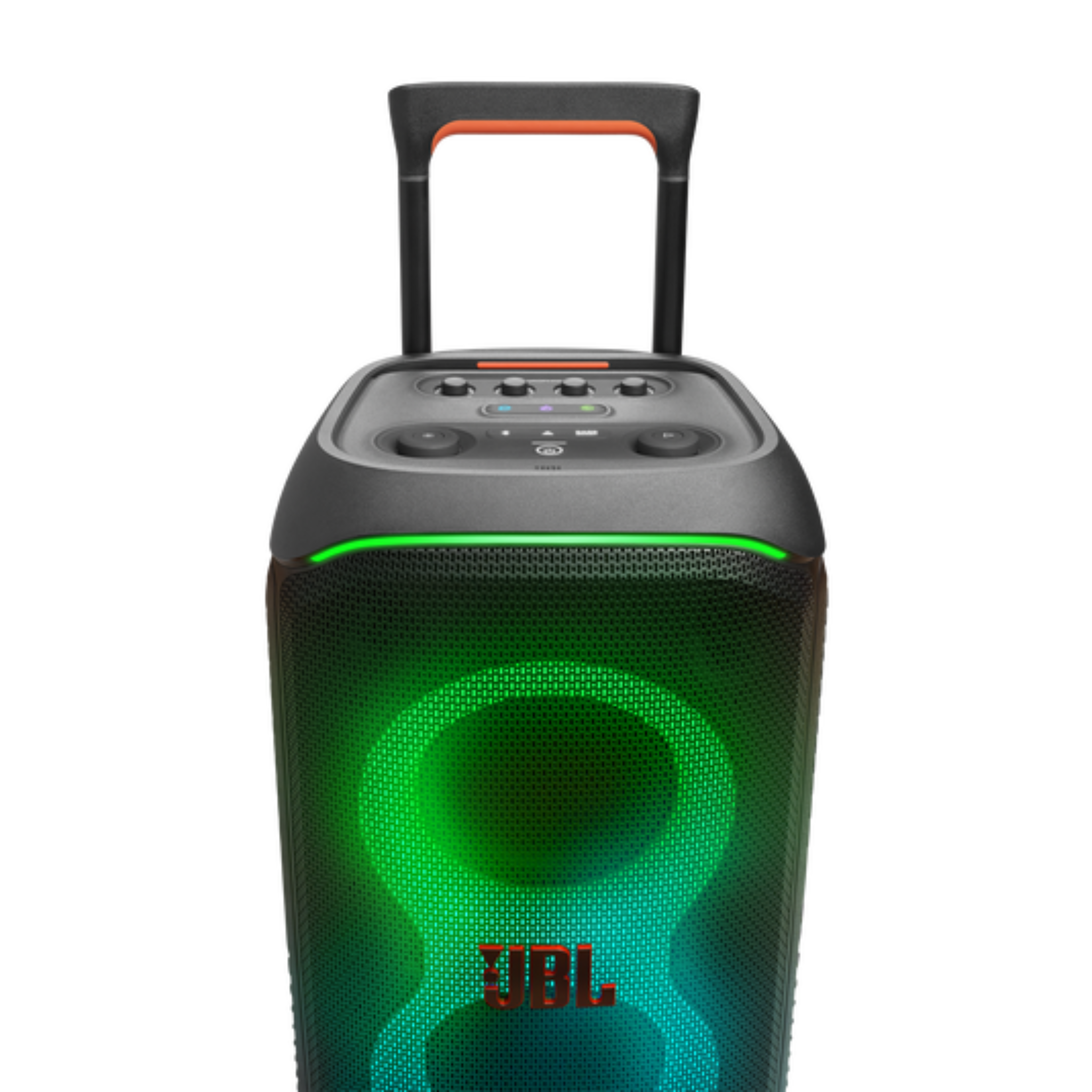 JBL Partybox 320, Portable Bluetooth 240W Party Speaker, AI Sound Boost, Futuristic Light Show, Multispeaker Connection by Auracast, Telescopic Handle & Wheels, Dual Guitar & Mic Inputs - Black