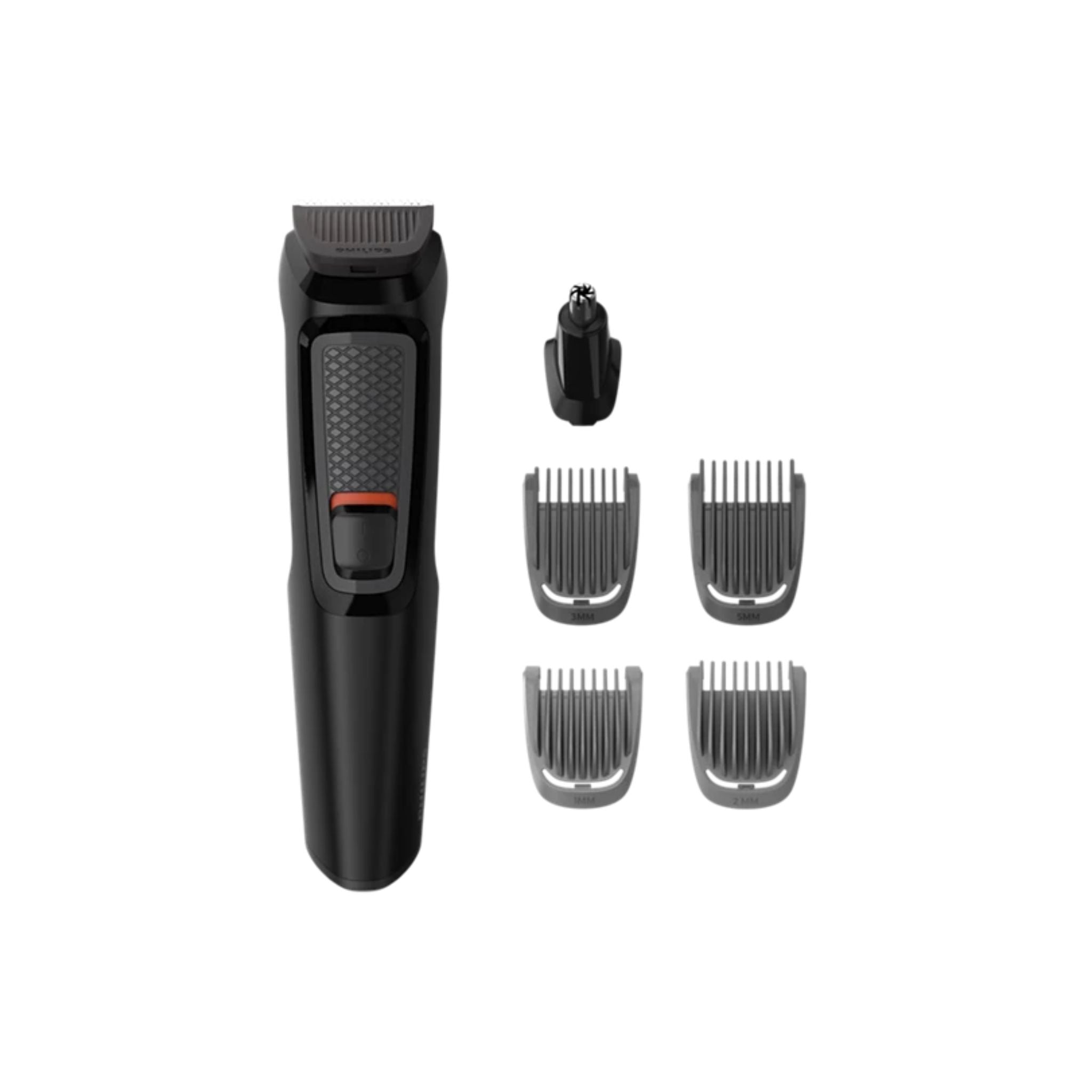 PHILIPS Multigroom Series 3000 for Face, 6-in-1 Grooming Kit for beard, moustache, nose & ear hair, cordless, 60 min runtime, 16h full charging time,Black