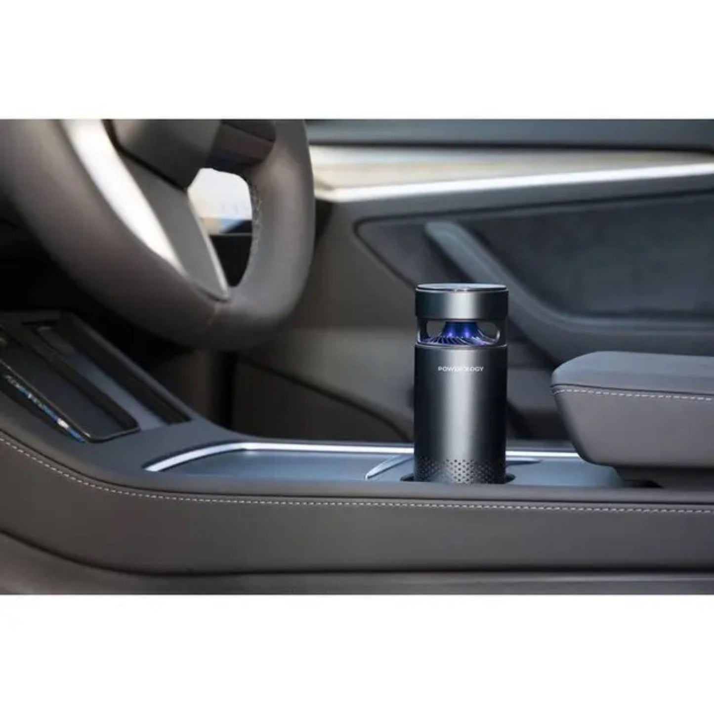POWEROLOGY Portable Mini Air Purifier 2200mAh, 10H Working Time, HEPA Filter, LED Night Light, UVC Sterilization, 360° Air Intake, Dust Removal, for Home Office Car - Black
