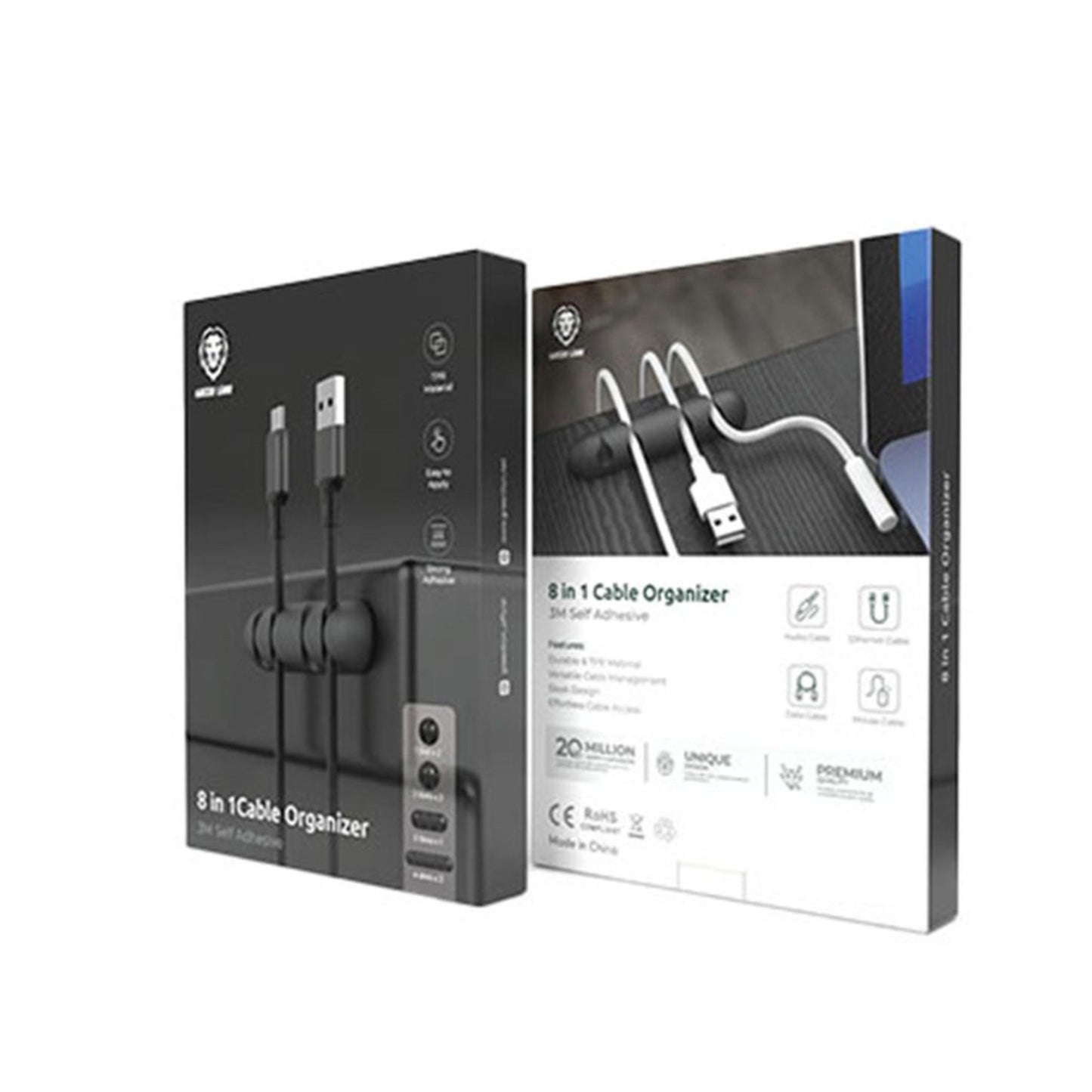 Green Lion - 8 in 1 Cable Organizer - Black