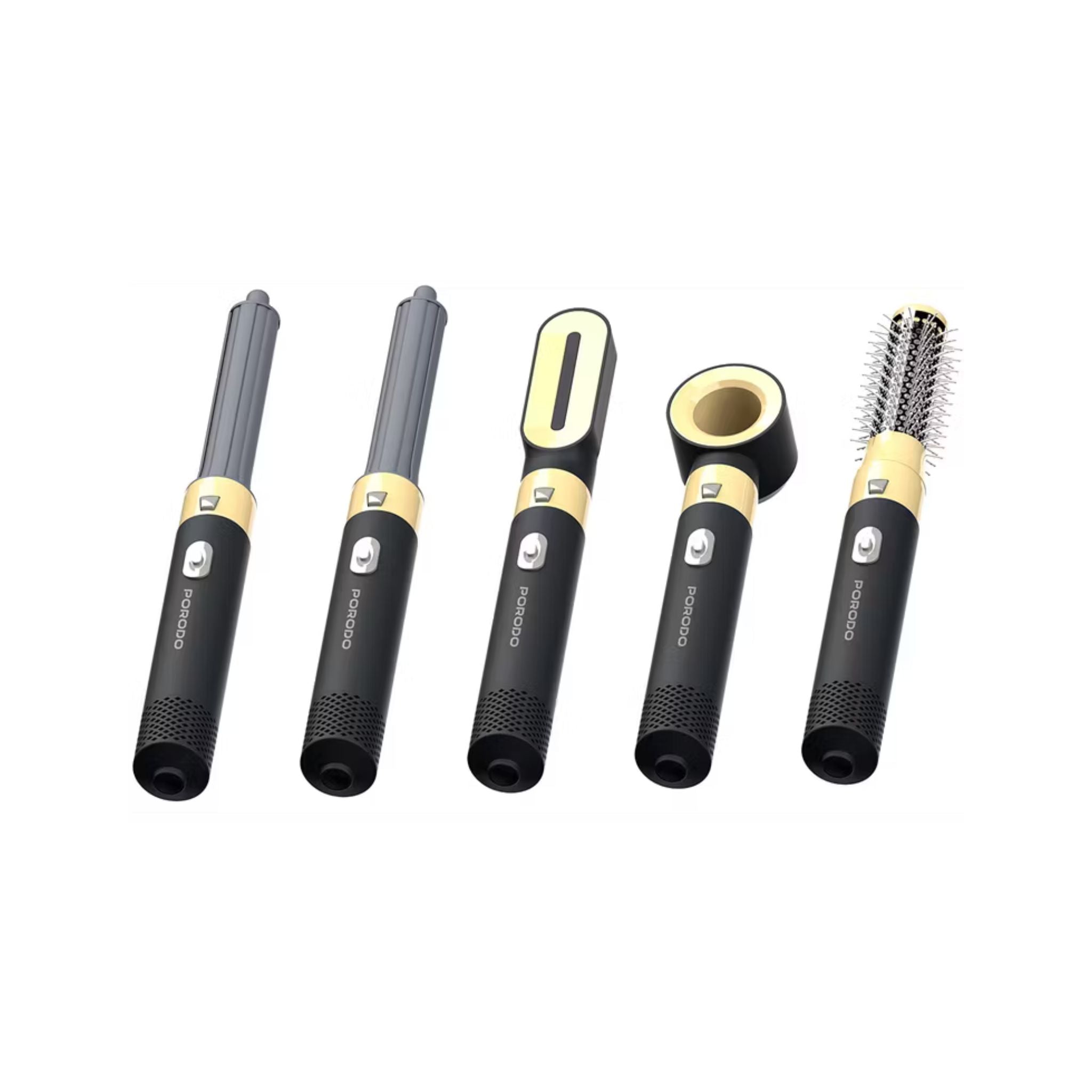 Porodo Lifestyle Multi-Styling Hair Dryer Set with 5 Drying Combs, 3 Airflow Modes, 600W Rated Power, No-Frizz Negative Ions, 3 Temperature Control Settings - Black