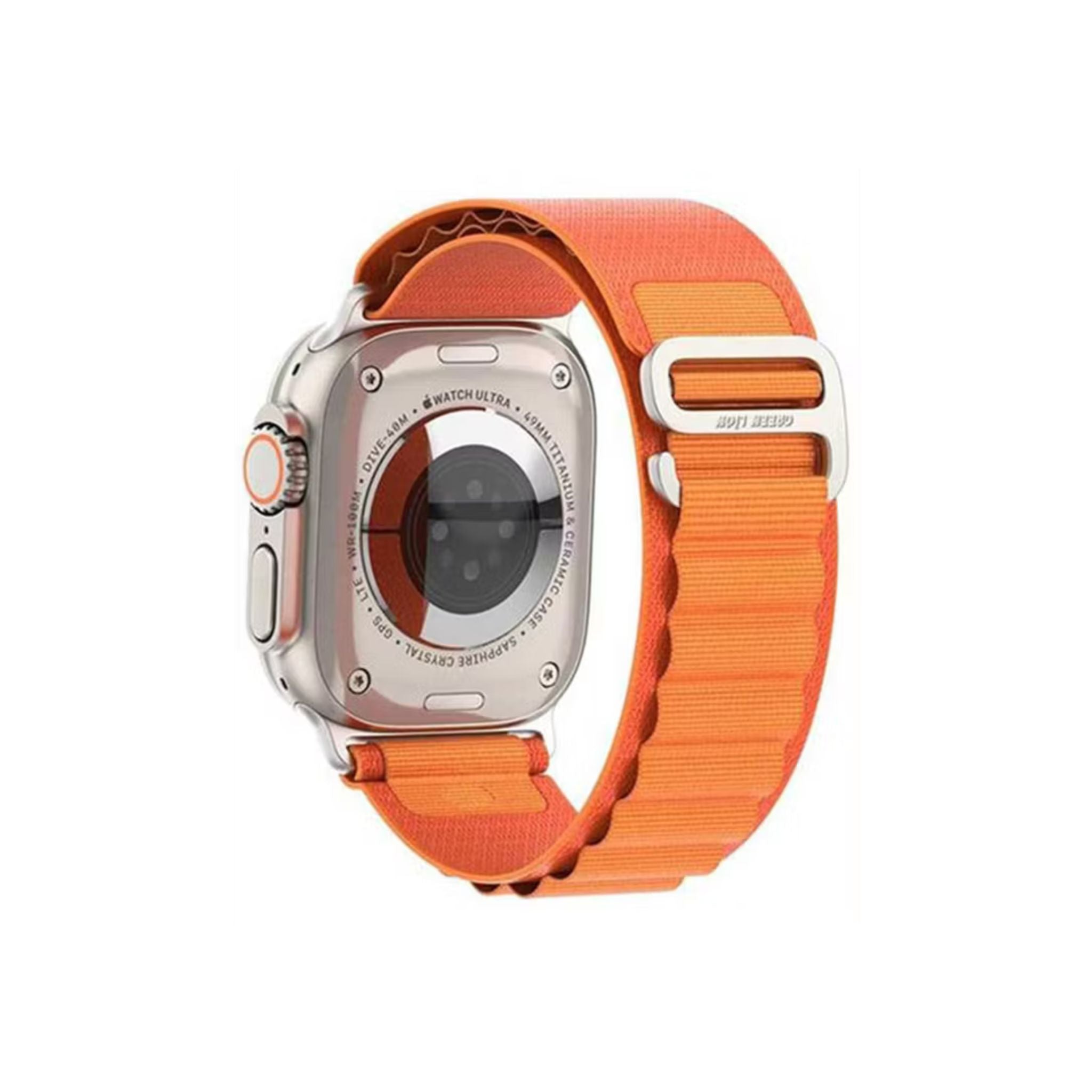 Green Lion Alpine Loop Nylon Strap for iWatch, Comfortable Wearing, Premium Material, Compatible with Apple Watch 42/44/45/49 mm, Available in Various Colors - Orange