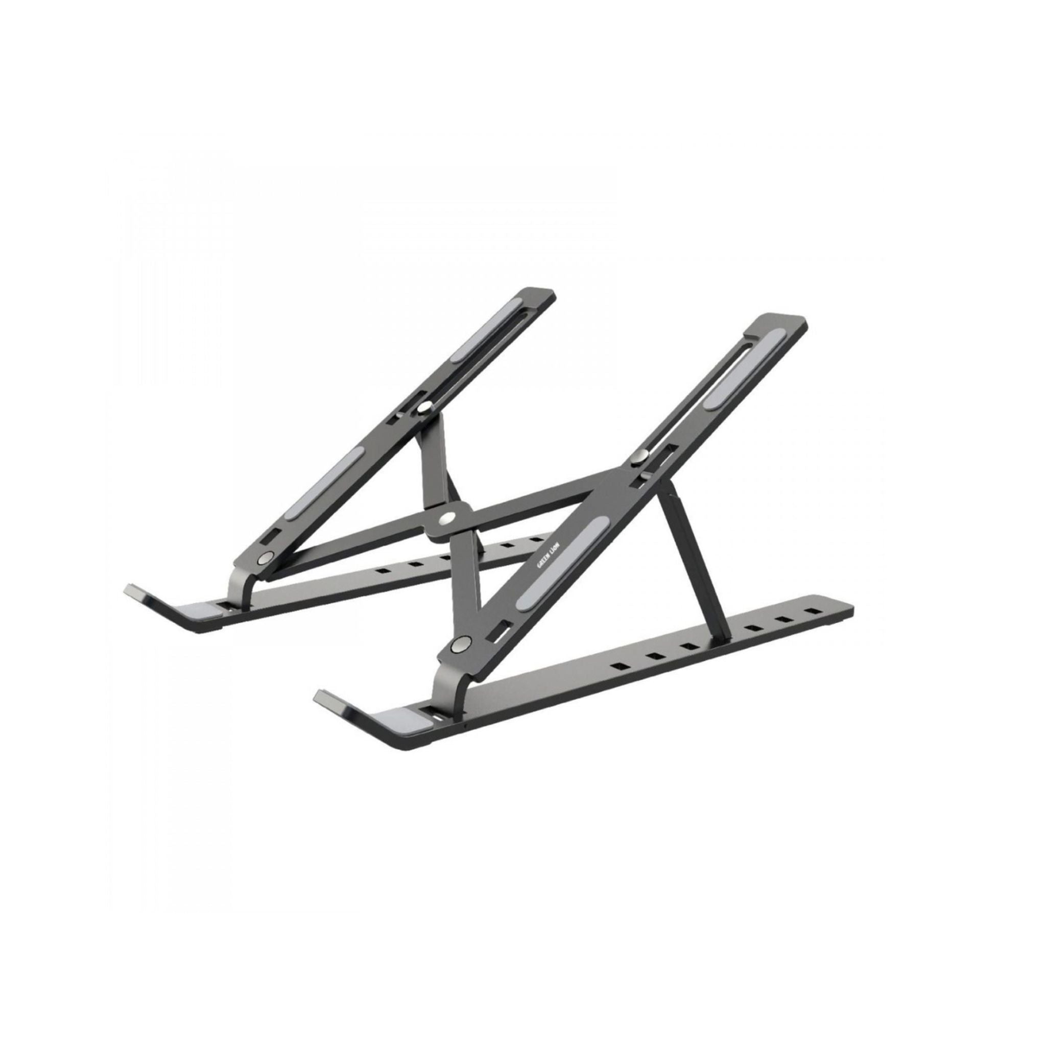 Green Lion X-Foldable Laptop Stand with 7 Adjustable Tilt Levels, Quick Heat Discharge, Aluminum Alloy & Silicone Material, Wide Compatibility, Anti-Slip - Gray