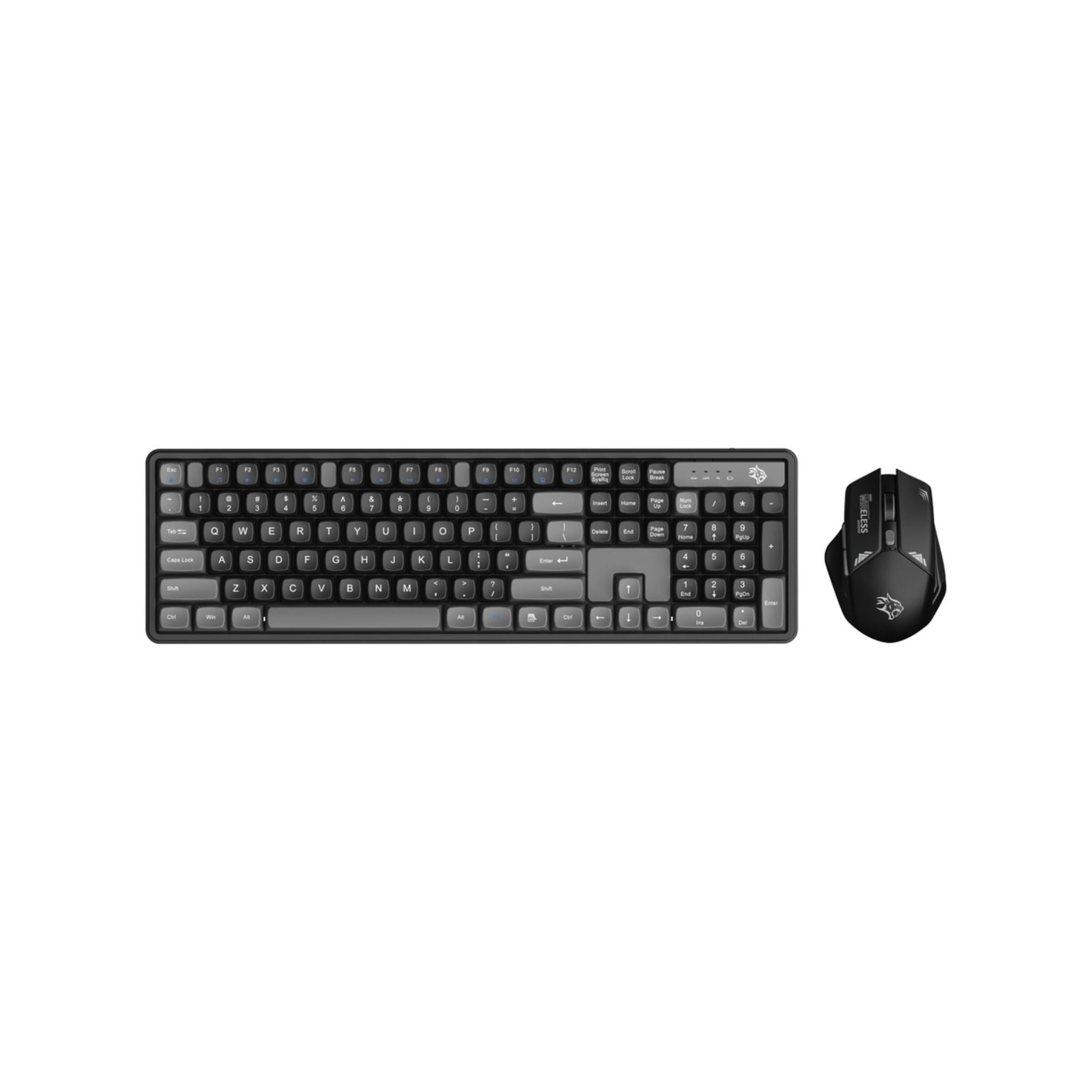 Porodo Gaming Wireless Keyboard with Mouse, 1600 DPI, Plug & Play, Gaming Design, Compatible with Windows & Mac - Black / Gray