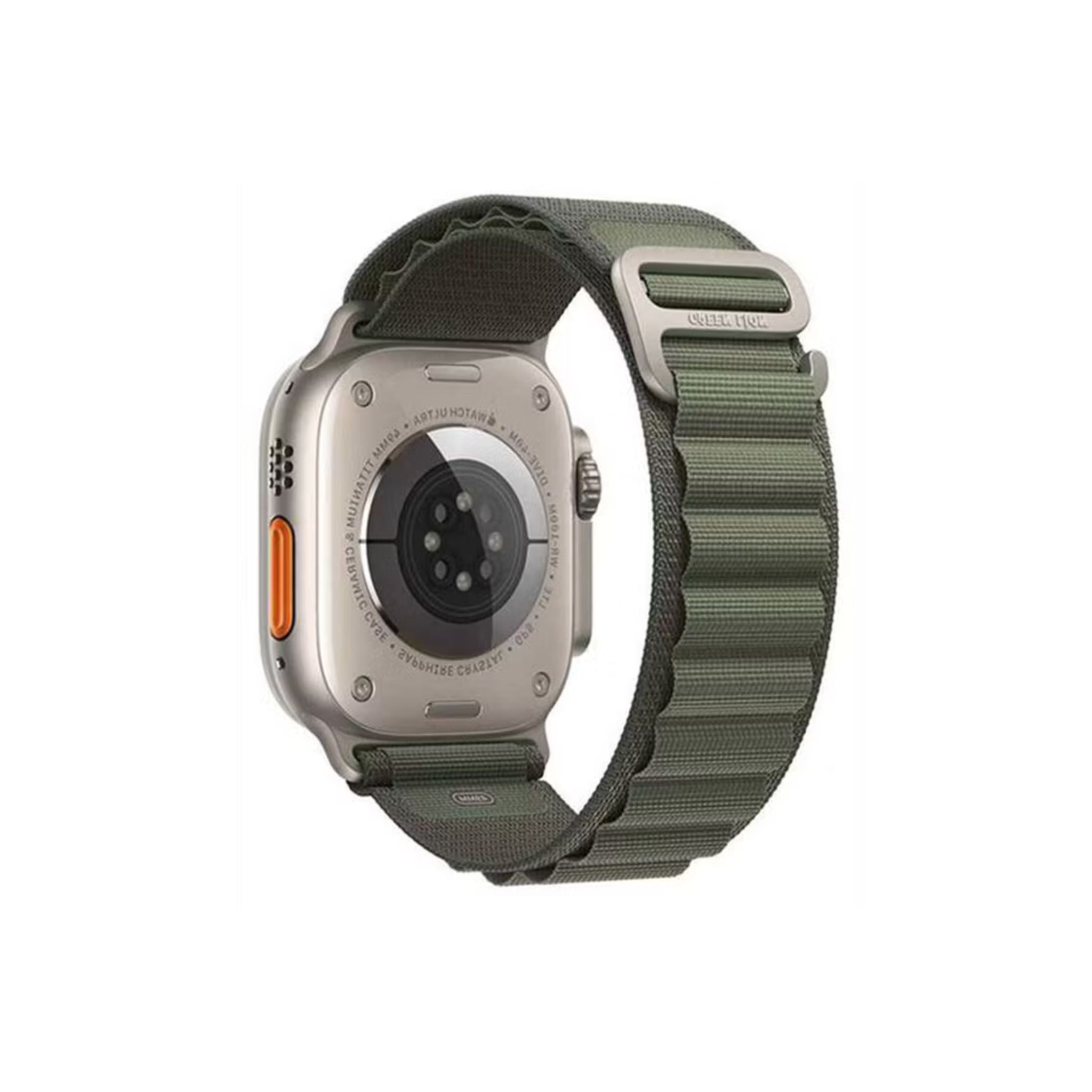 Smartwatch with a green band on a white background