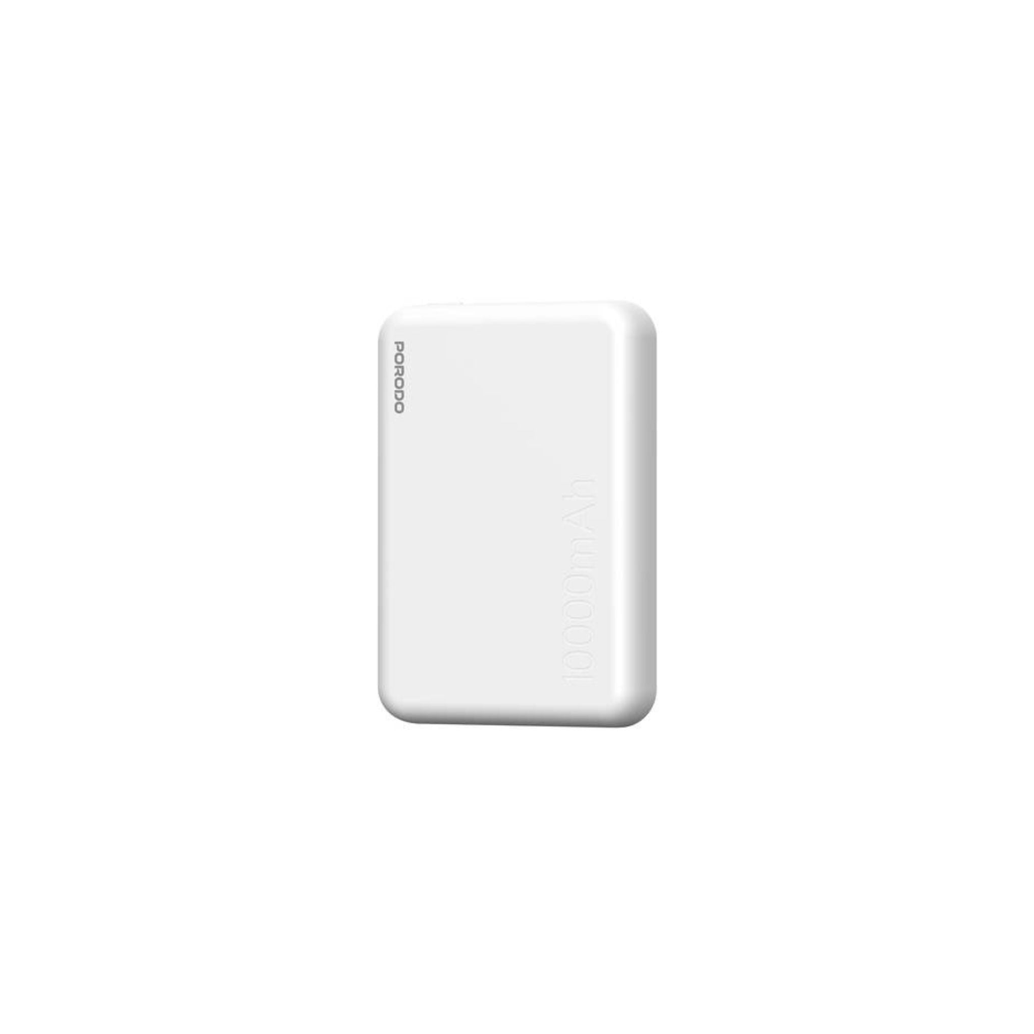 Porodo 10000mAh MagSafe Power Bank, Fast Charge, Portable & Compact Design, Type-C Input, Type-C & Wireless Outputs, 10° C-45° C Working Temperature, Strong Magnetic Hold, 20W Power Delivery - White