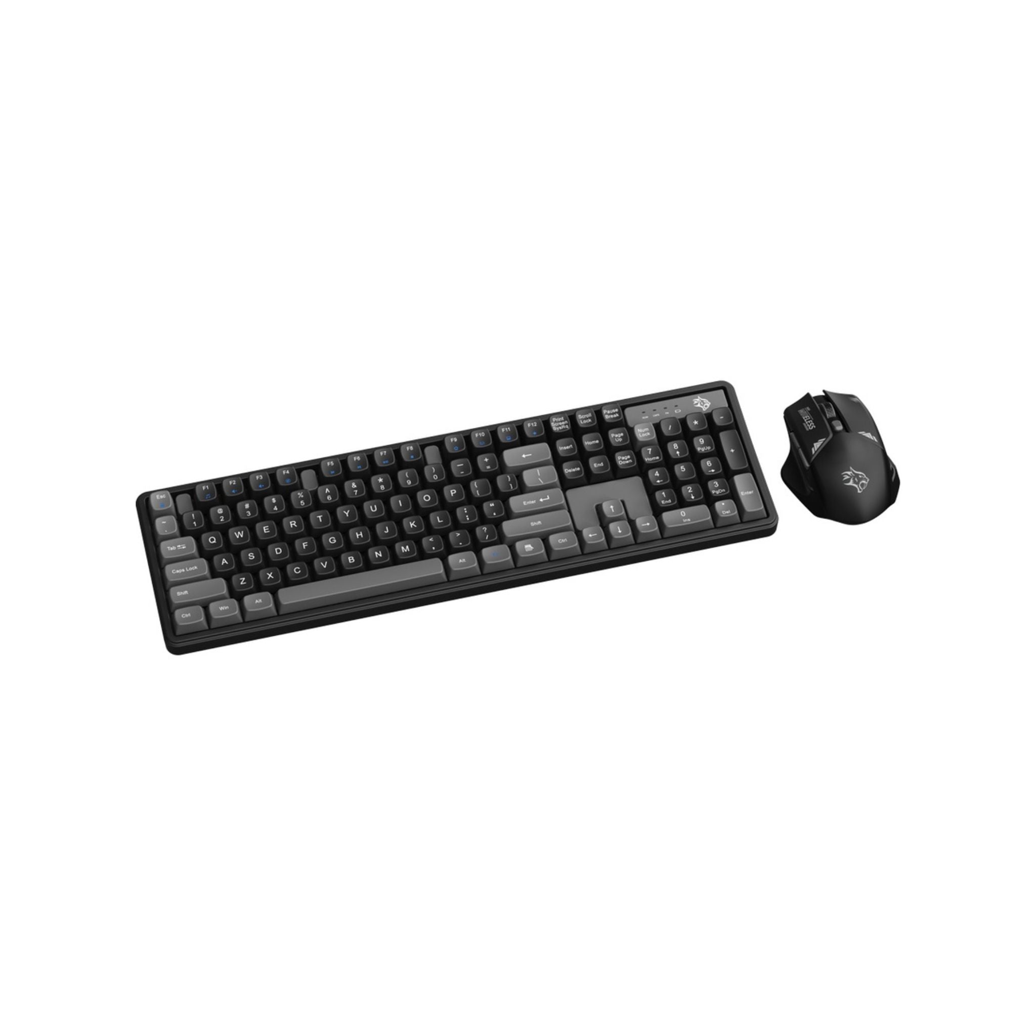 Porodo Gaming Wireless Keyboard with Mouse, 1600 DPI, Plug & Play, Gaming Design, Compatible with Windows & Mac - Black / Gray