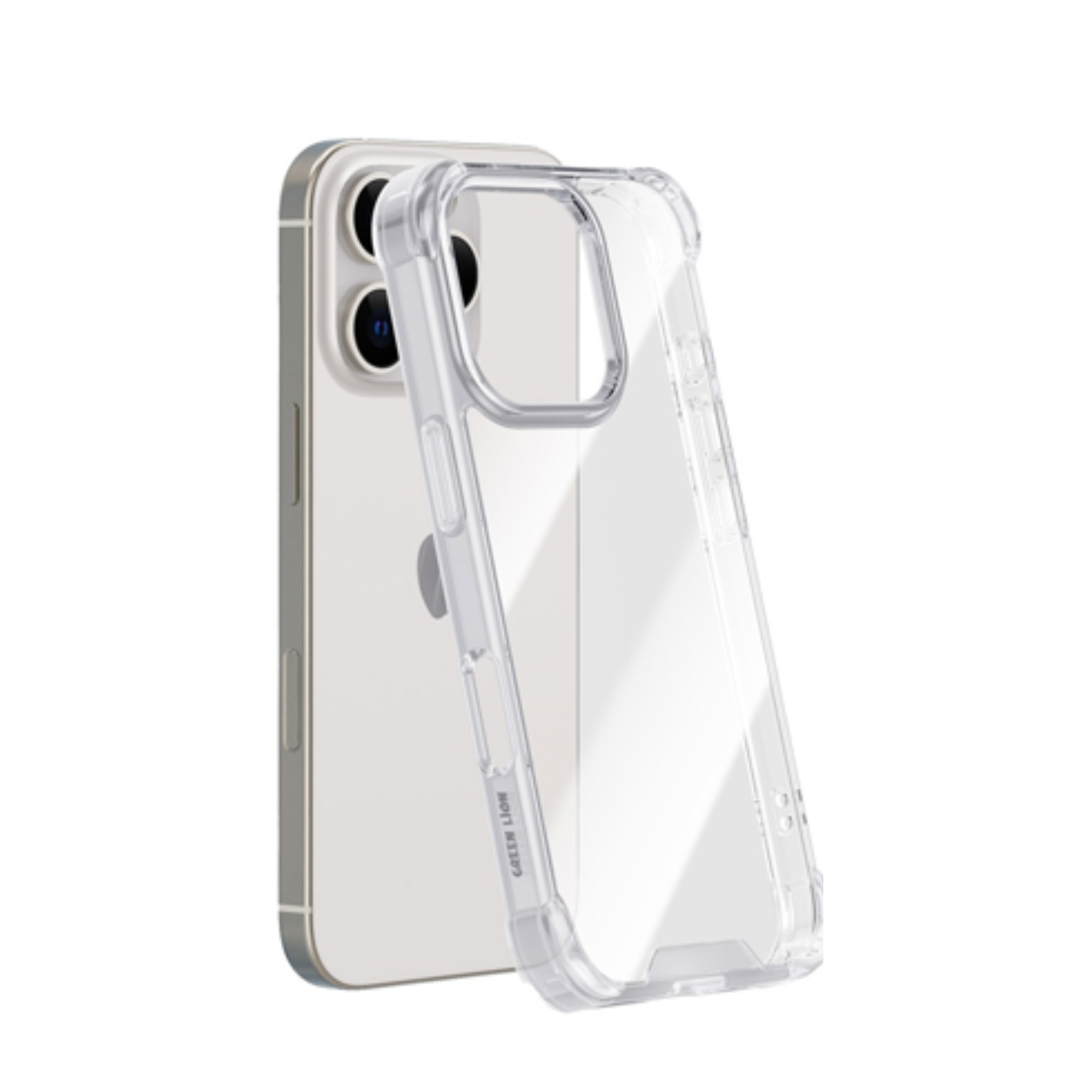 Clear phone case with a white background