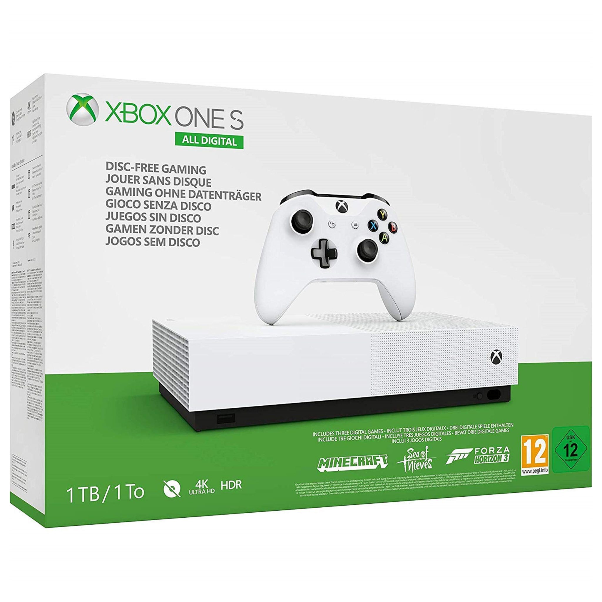 Xbox One S 1 TB All Digital Edition Console Disc free Gaming Refurbished - White