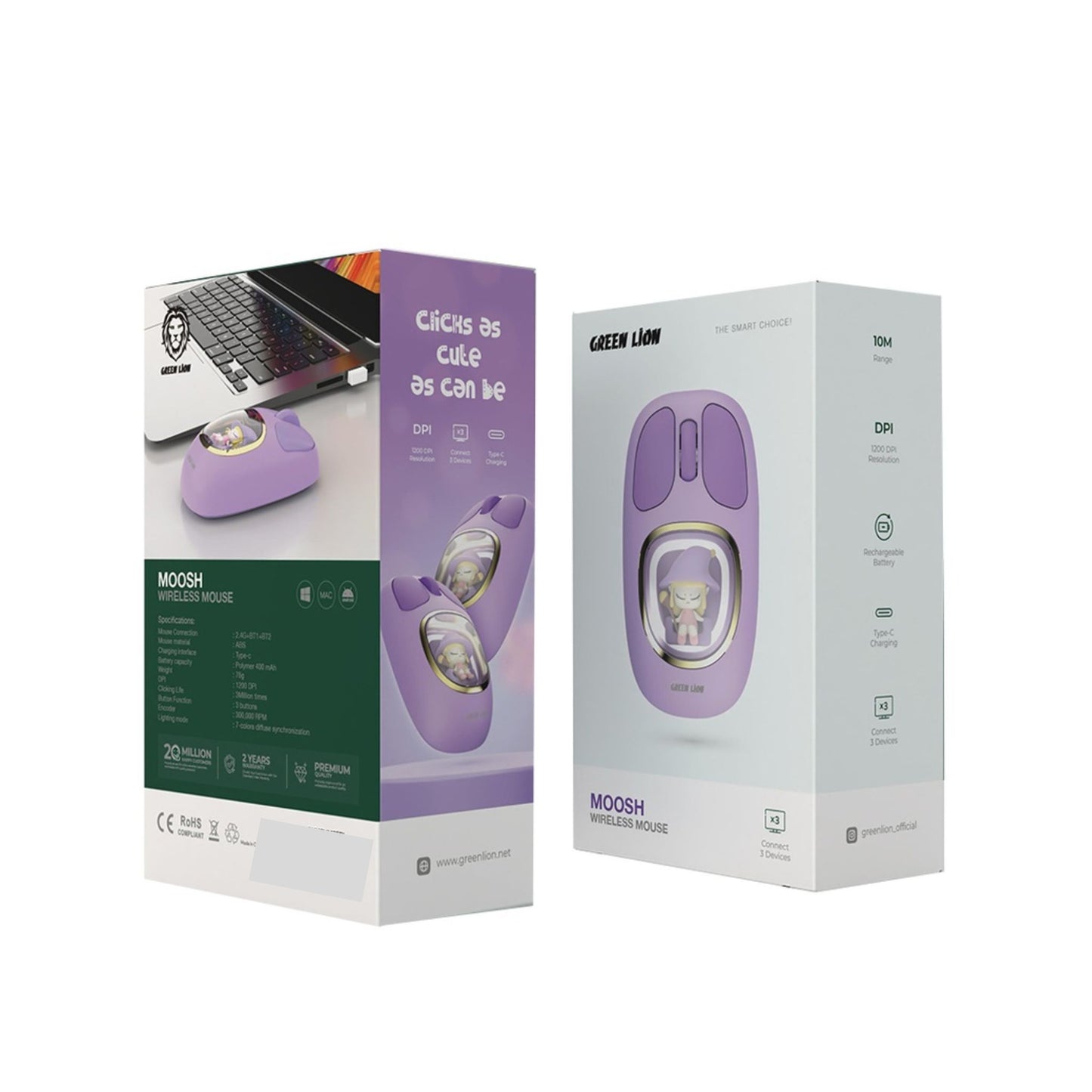 Green Lion Moosh Wireless Mouse_Purple