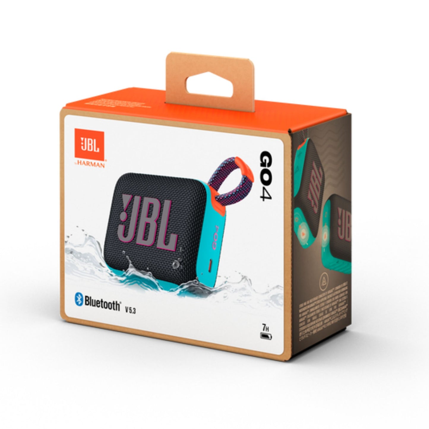 JBL Go4 Portable Wireless Speaker, 7 Hours Music Play Time, Water Proof & Dust Proof, Bluetooth Version 5.3, Rechargeable Battery, Vibrant Color Options, JBL Pro Sound - Black / Orange