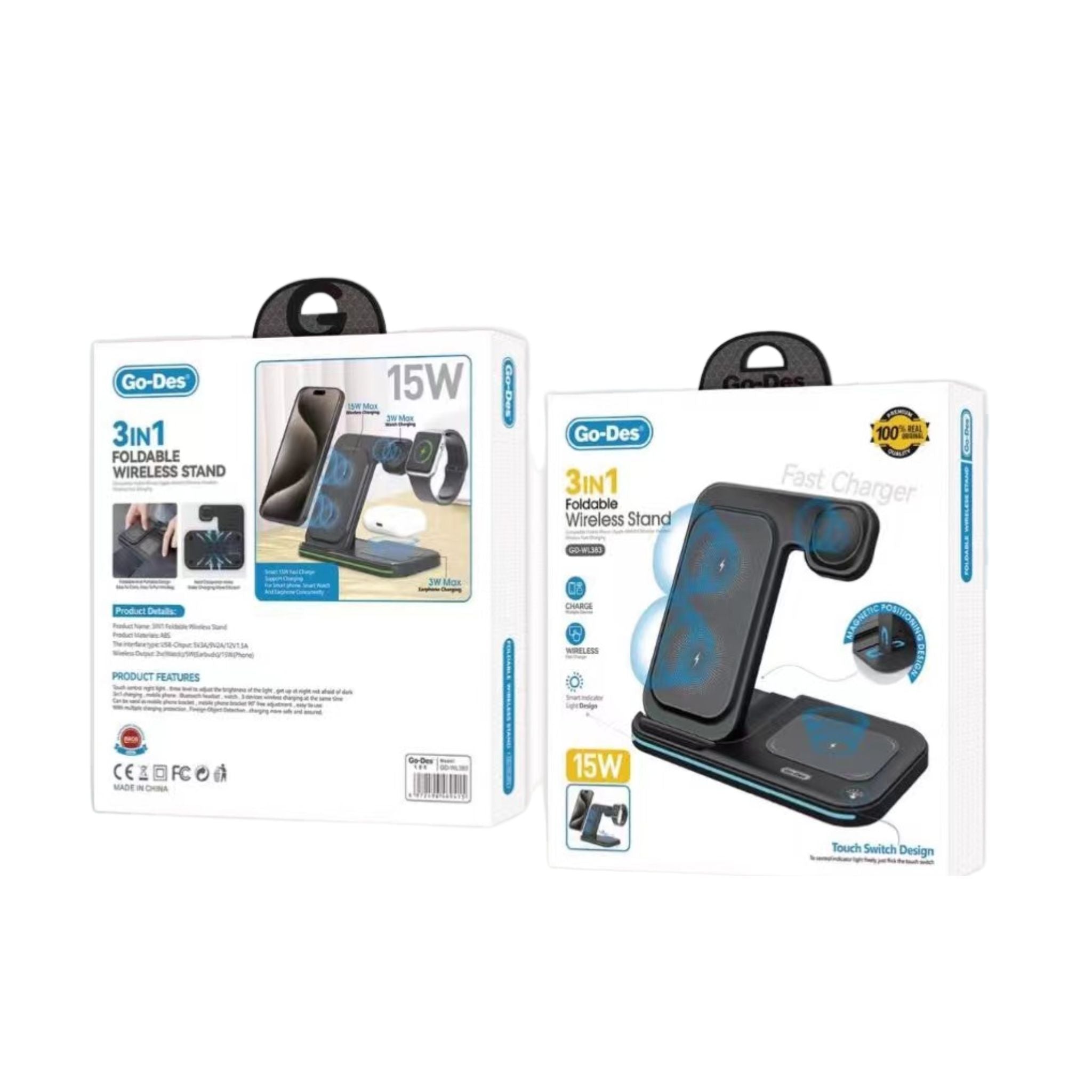 Go Des 3in1 Foldable Wireless Stand-BLACK