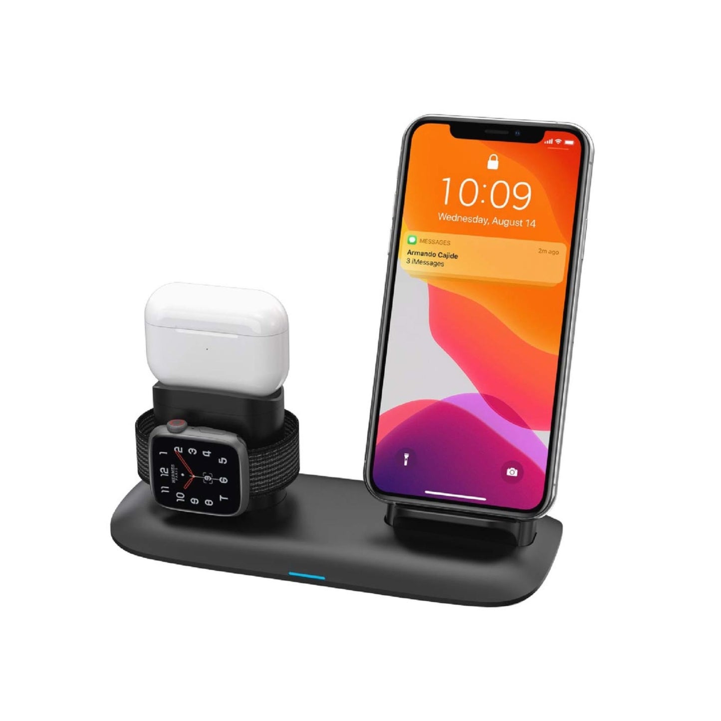 Porodo 4 in 1 Charging Station 7.5W/10W for iPhone / Apple Watch / Airpods - Black