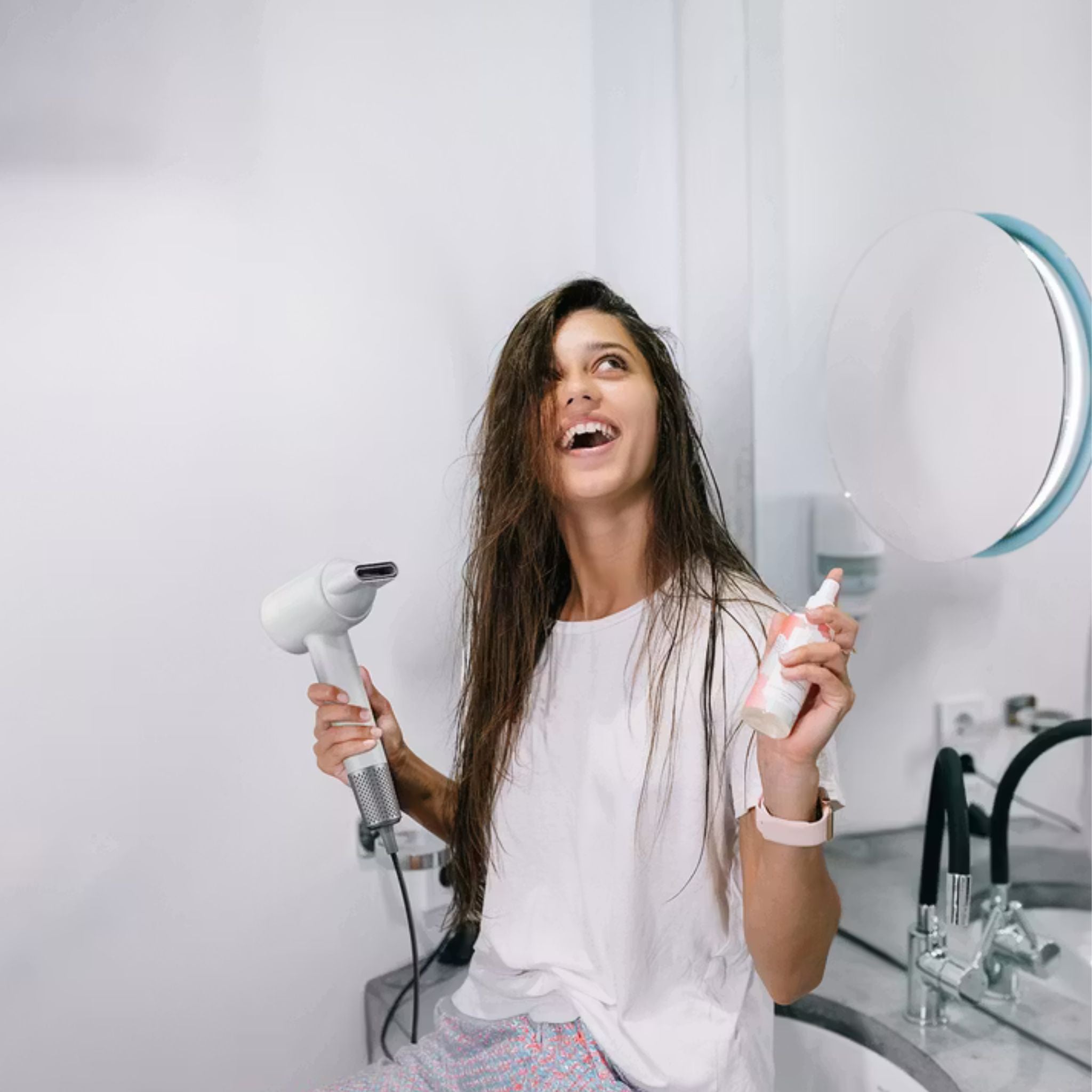 Porodo Lifestyle High-Speed Ionic Hair Dryer with Magnetic and 360° Rotating Nozzle, 1600W Power, 2 Speed Levels, 3-Pin UK Plug, 1.8m Cord Length, Quiet Operation - White