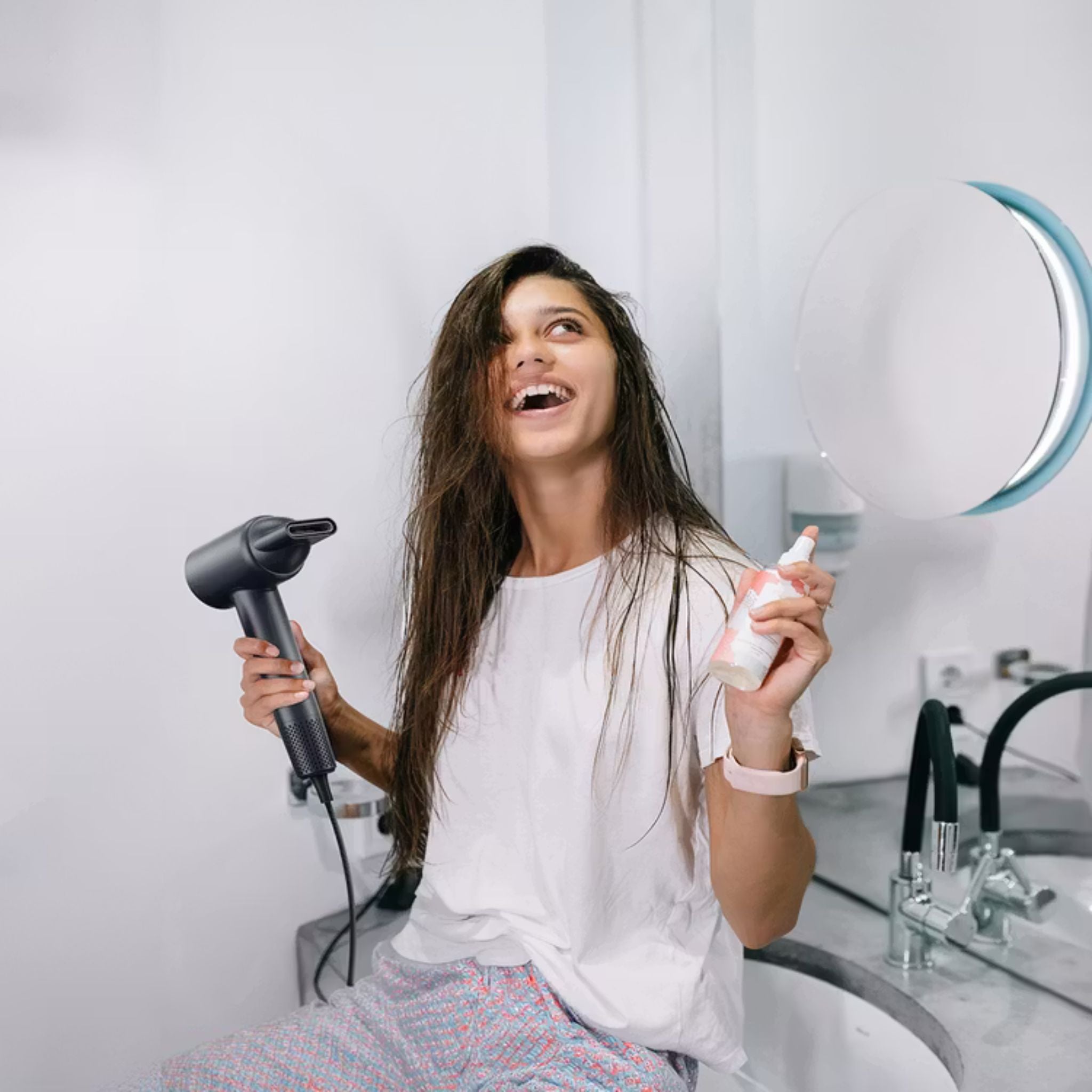 Porodo Lifestyle High-Speed Ionic Hair Dryer with Magnetic and 360° Rotating Nozzle, 1600W Power, 2 Speed Levels, 3-Pin UK Plug, 1.8m Cord Length, Quiet Operation - Black