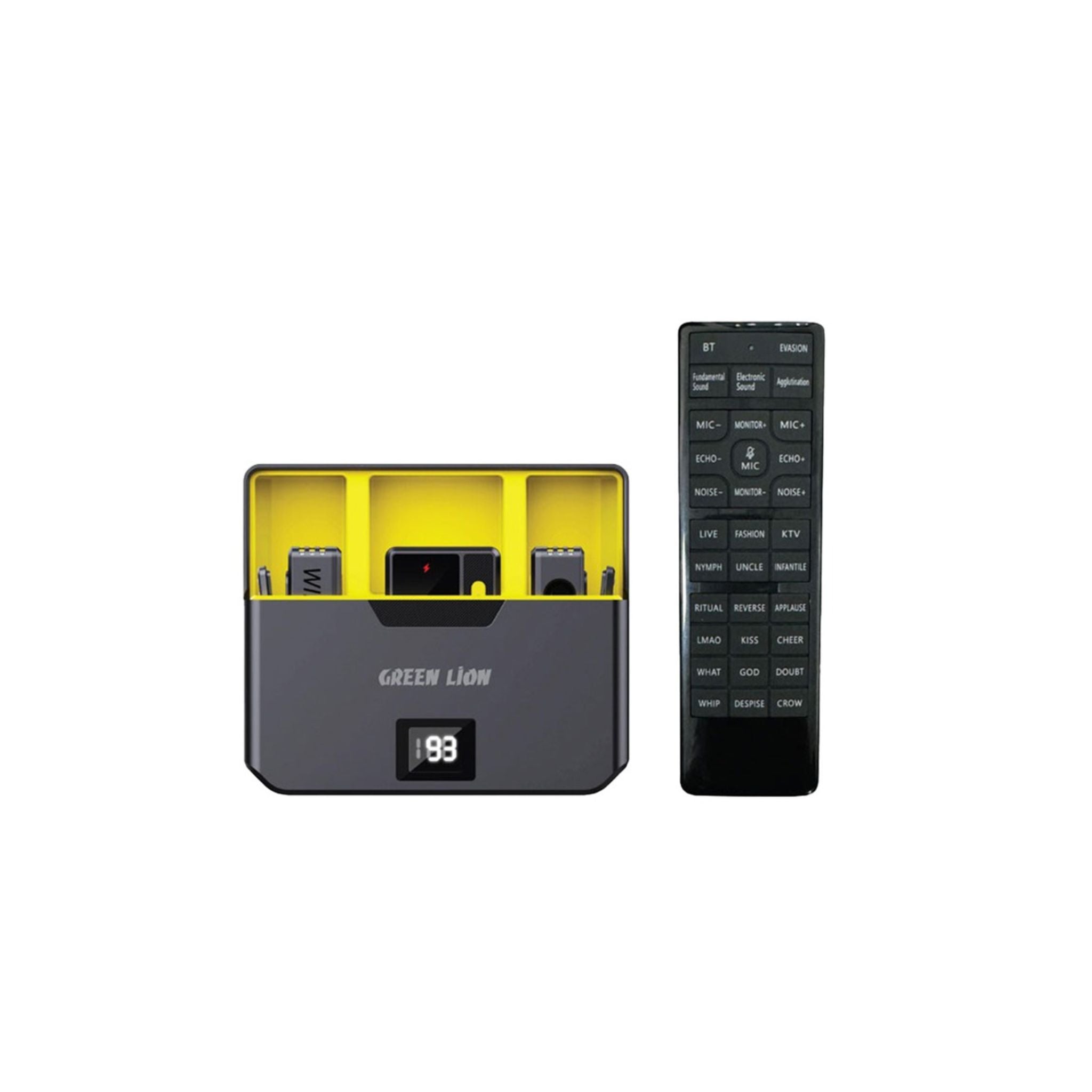 Green Lion Wireless Microphone - With Remote Control Lightning, 1000mAh Charging Case Battery Capacity, Environment Noise Cancellation - Black