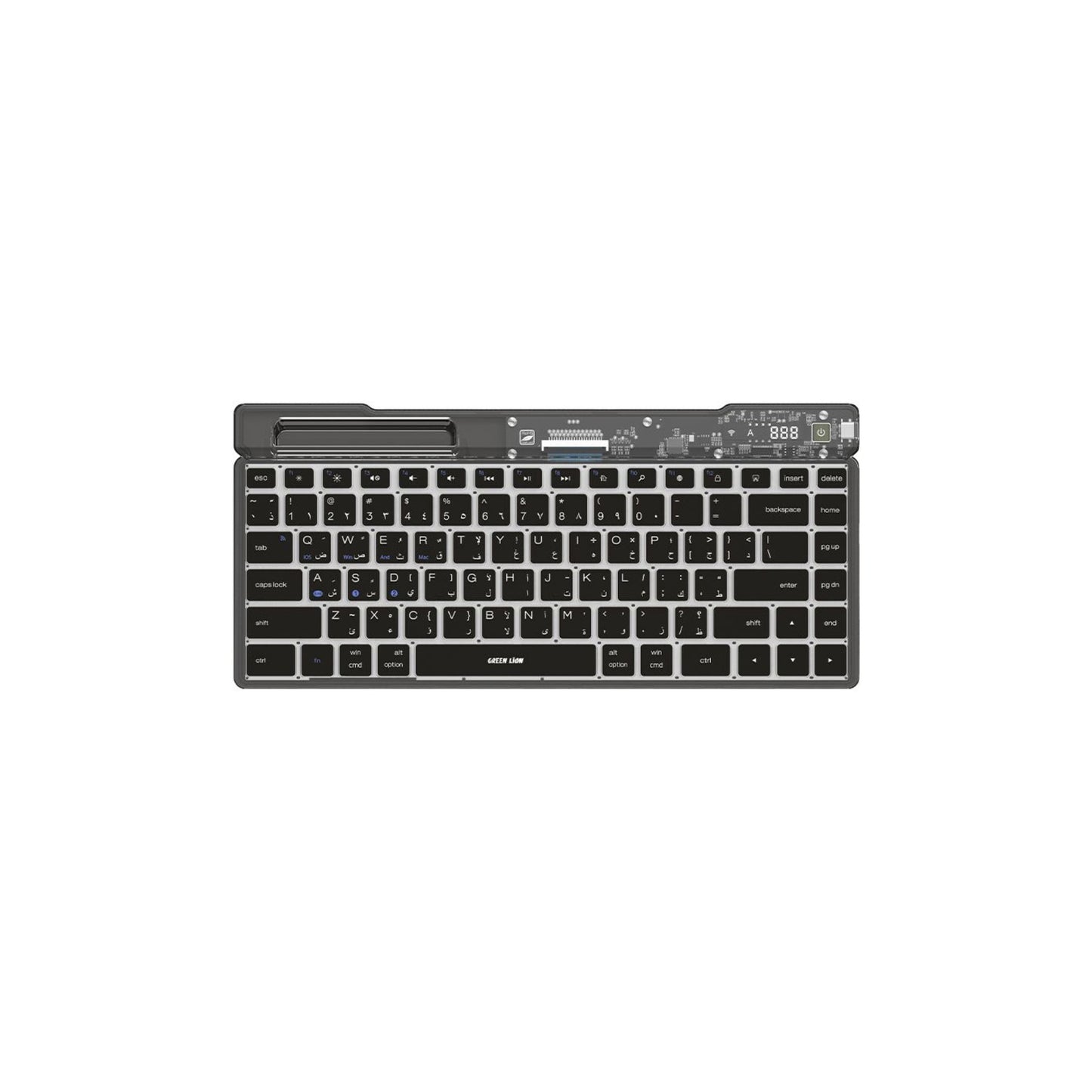 Green Lion Transparent Keyboard(Scissor Foot Structure) with LED Display screen,80 hours working time_500 mAh_Black