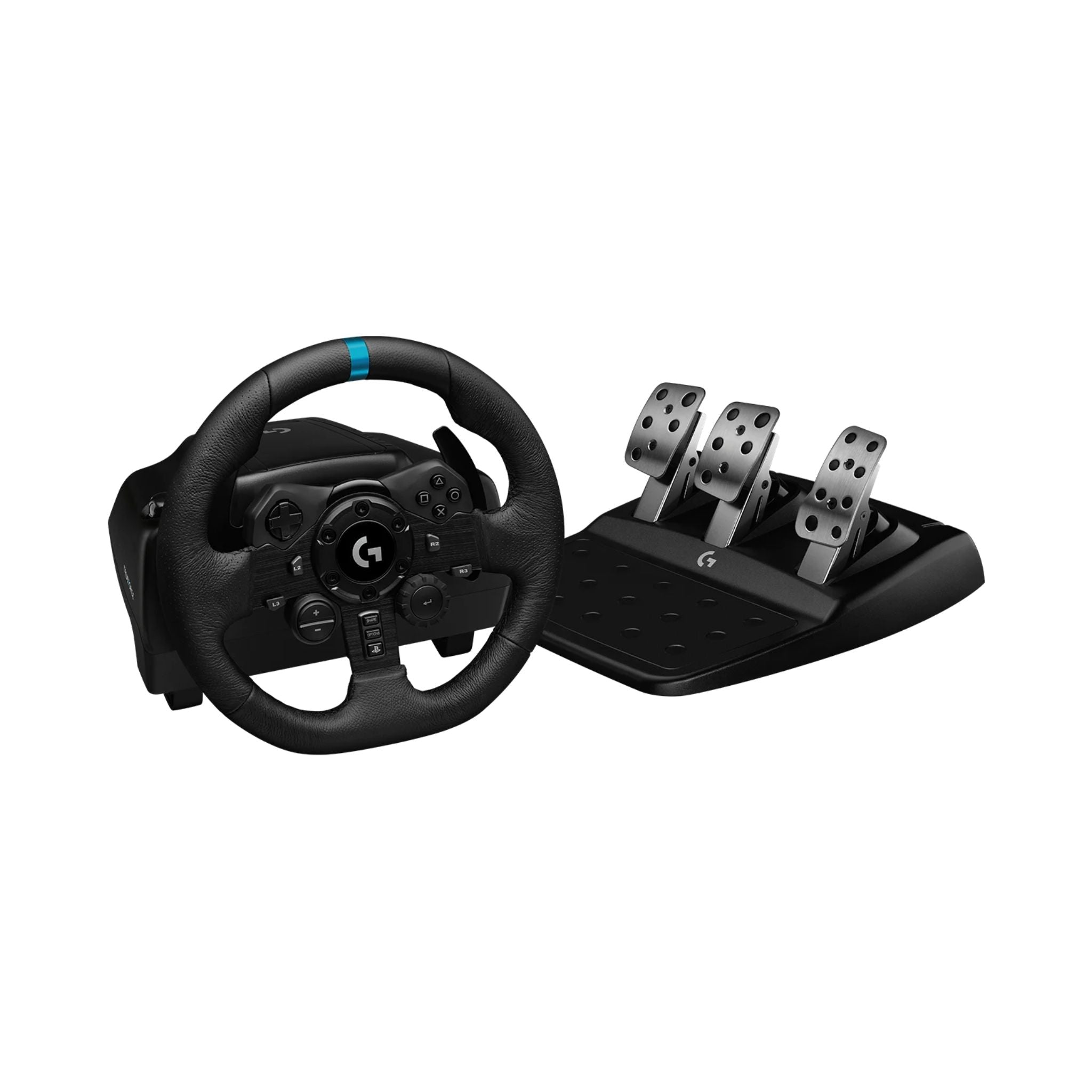 Logitech G923 Racing Wheel and Pedals, TRUEFORCE up to 1000 Hz Force Feedback, Responsive Driving Design, Dual Clutch Launch Control, Genuine Leather Wheel Cover, for PS5, PS4, PC, Mac - Black