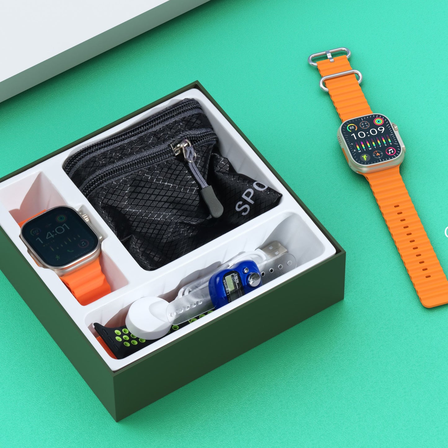 Premium Modio Wireless Charging Smartwatch MH-1 2.2 Inch/4 Pair Strap Included_Black