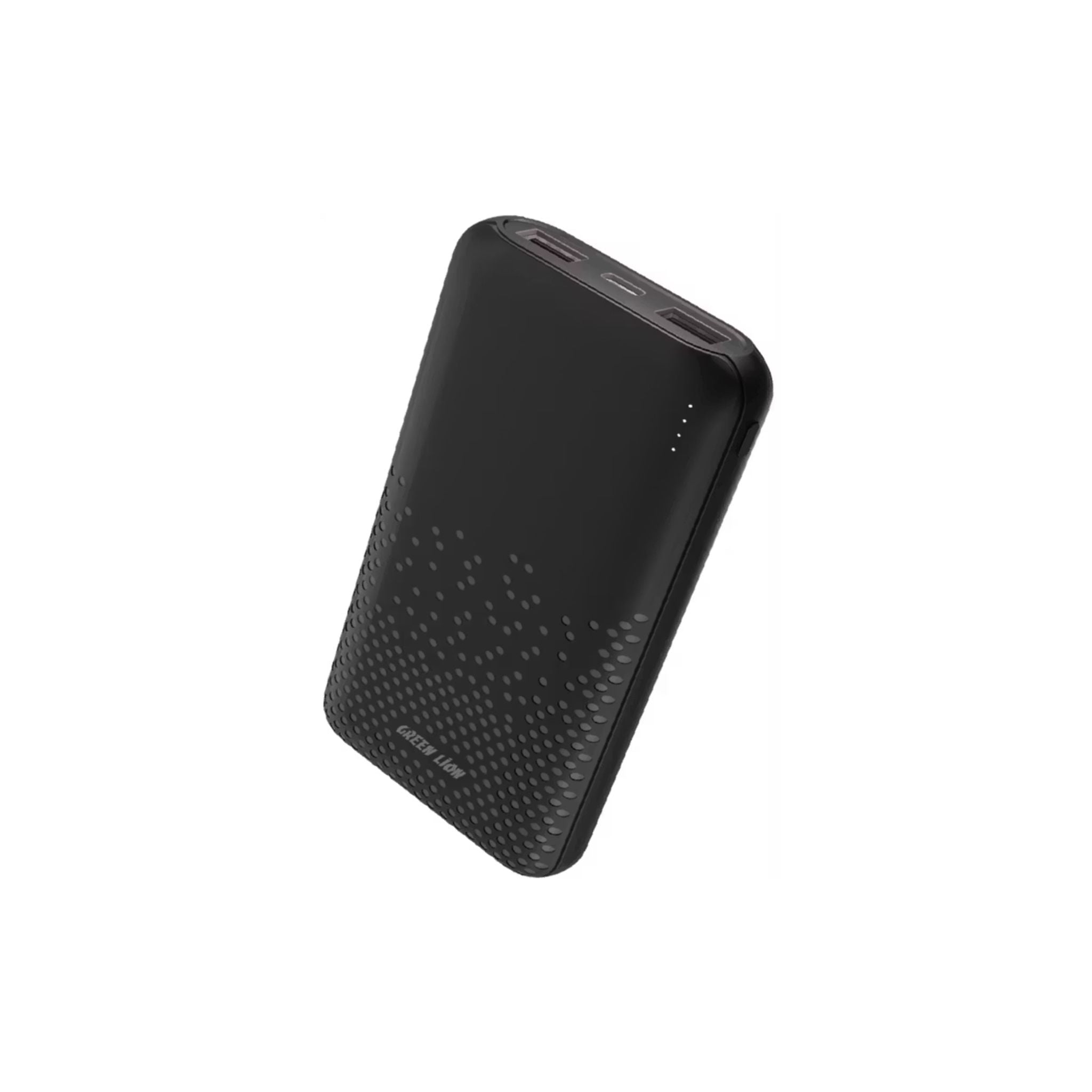 Green Lion Rome 10000mAh Power Bank with 2× USB-A Ports, Type-C & Micro Input, Long Life Battery, ABS & PC Material, Lightweight & Ultra Slim Design - Black