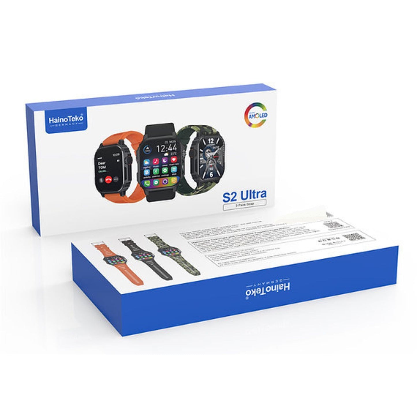 Haino Teko Germany S2 Ultra Smart Watch With 3 Pair Different Model Straps For Men's