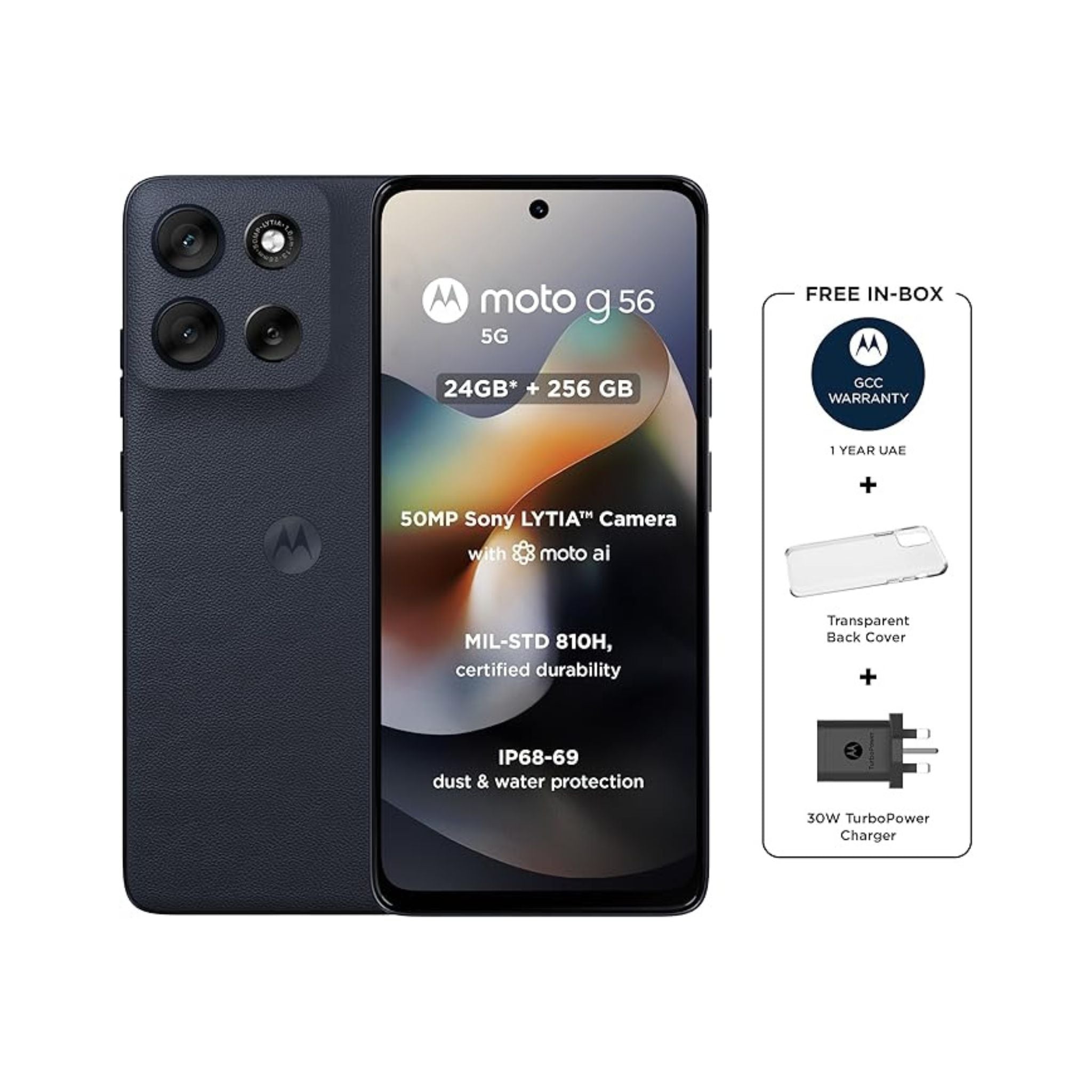Motorola Moto G56 5G, 12GB RAM 256GB ROM - International Version -Pantone Black Oyster