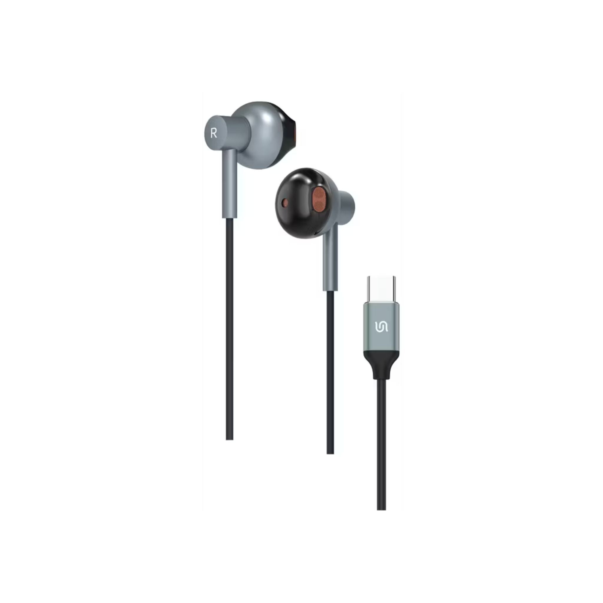 Porodo Soundtec Stereo Earphones with High-Clarity Microphone, Crisp Audio, Type-C Connector, Answer & Close Call, Three-Button Control - Black