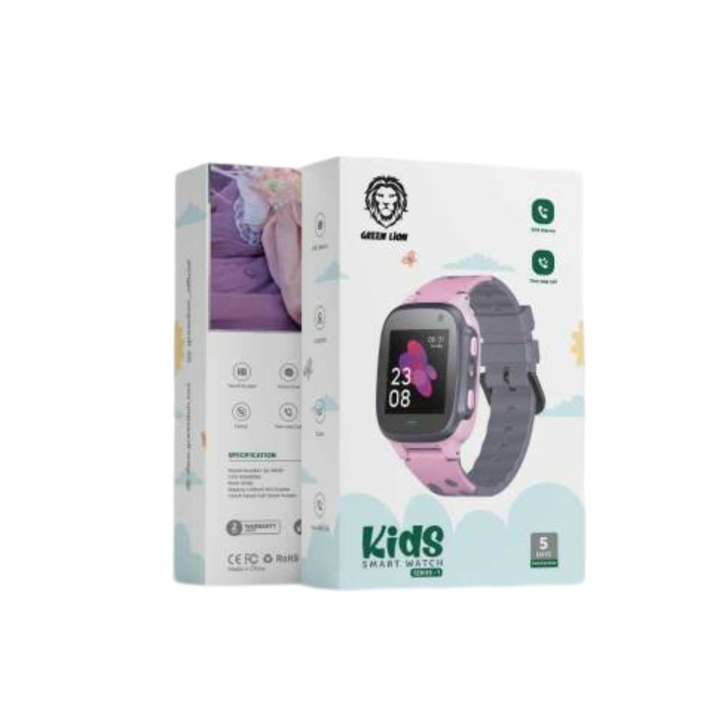 Green Lion Kids Smart Watch Series-1 (SOS Alarms+ Two Way Calls+ 5 Days Standby Time+ 400mAh Battery Capacity) _Pink
