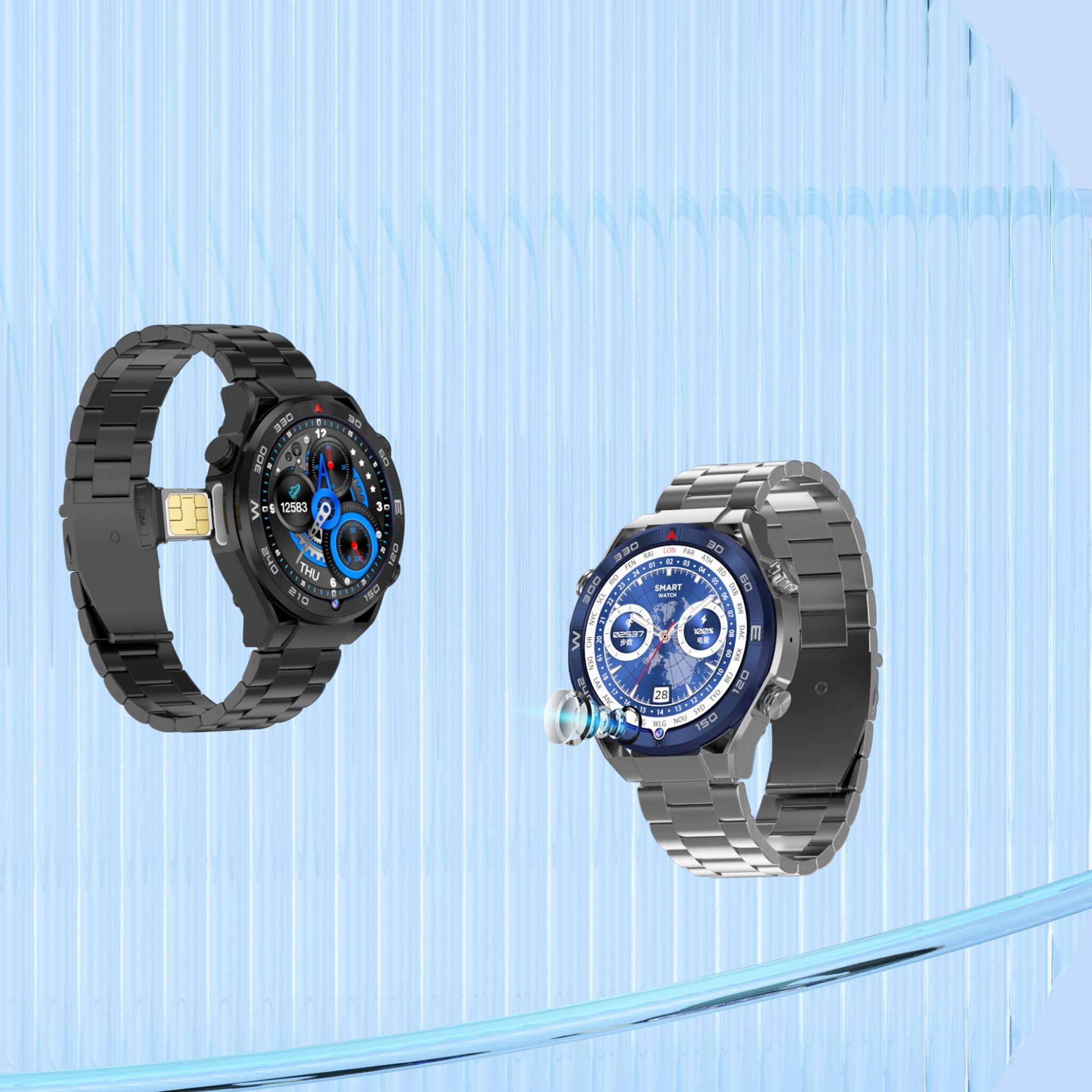 Telzeal Germany DW-41 (4G) HD Camera 1.53 Inch Full-Screen Display Smart Watch With SIM Slot 3 Pair Straps and Wireless Charger_Silver