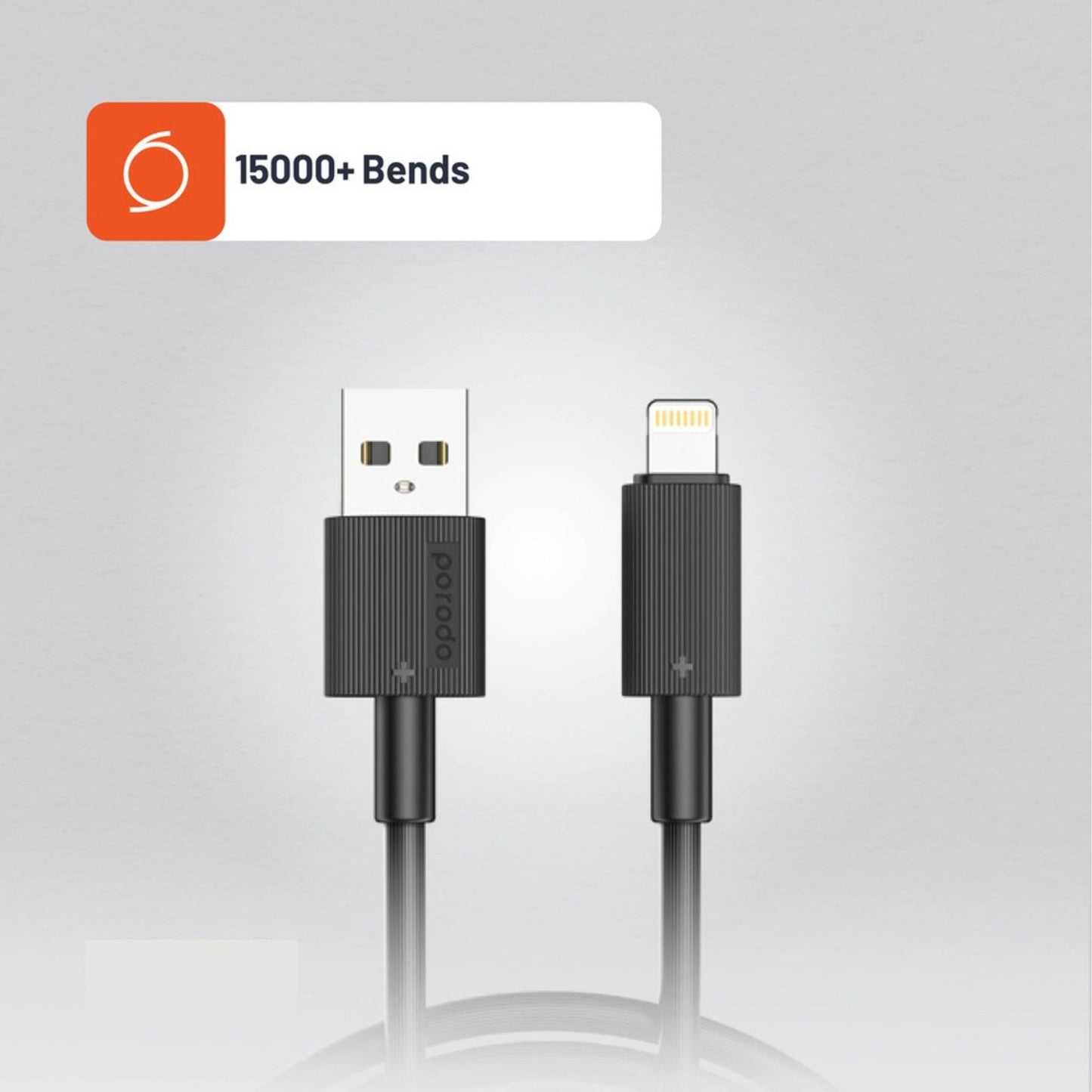 Porodo USB A to Lightning PVC Cable 3m - Black