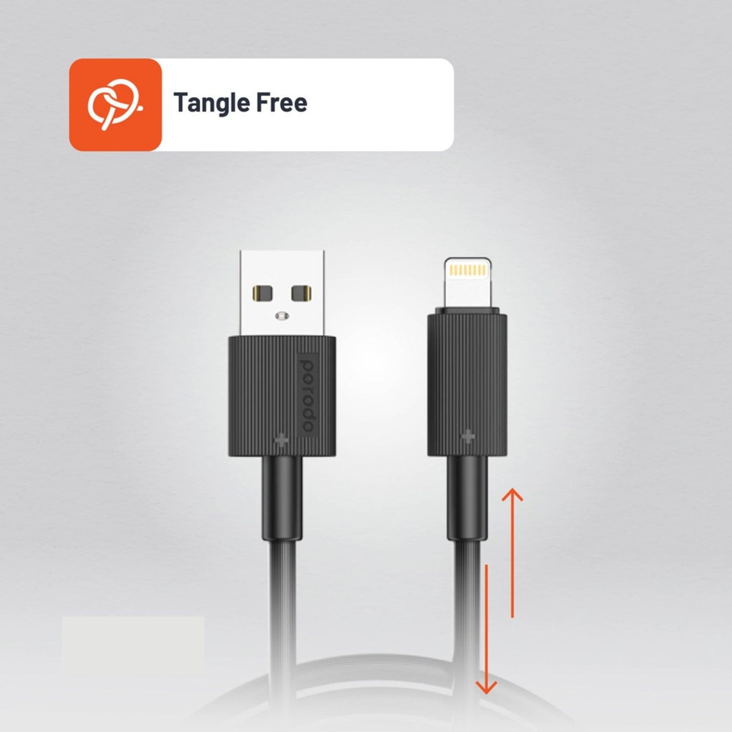 Porodo USB A to Lightning PVC Cable 3m - Black