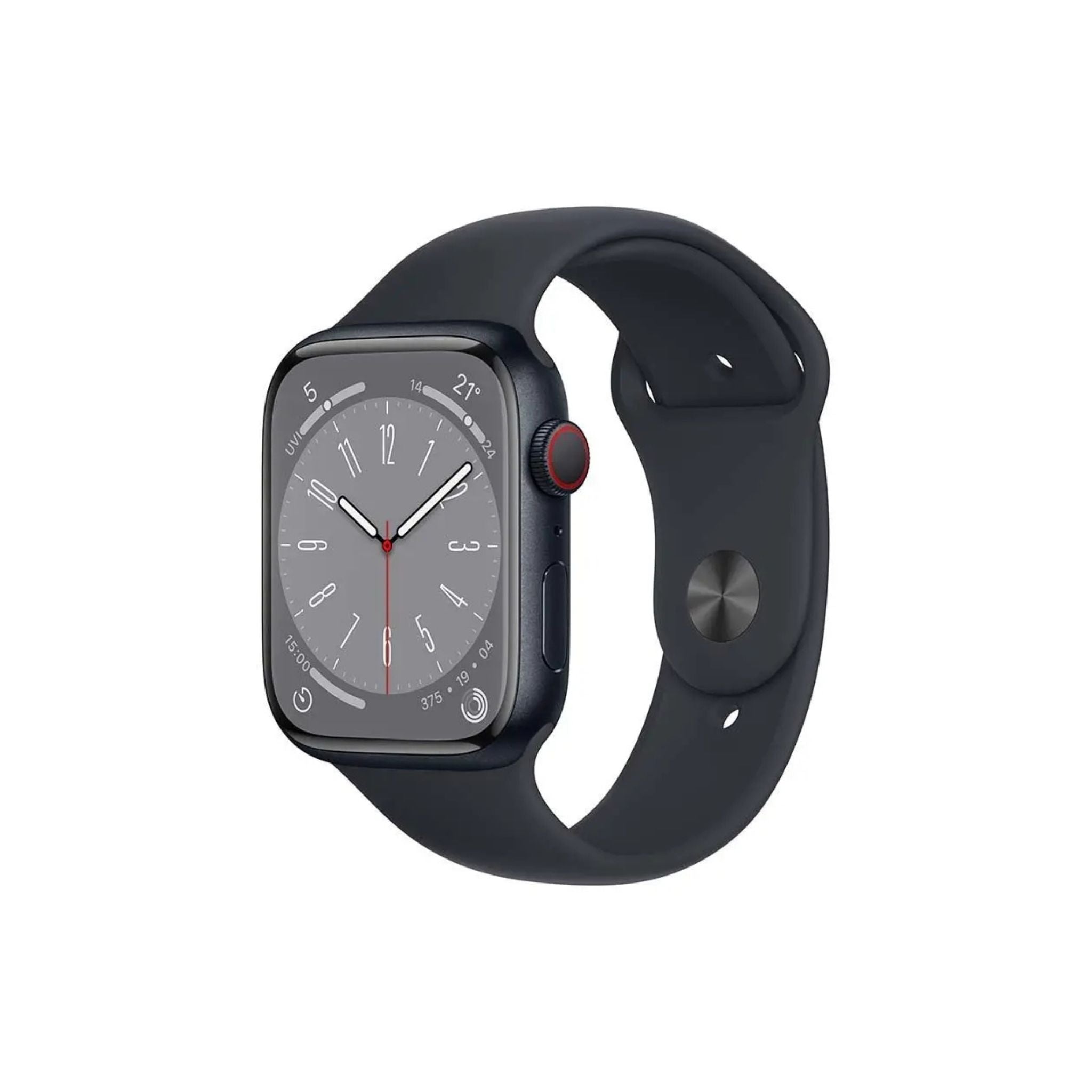 Smartwatch with a black band on a white background