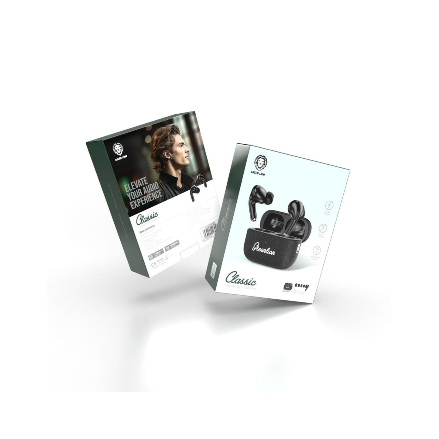 Green Lion Classic True Wireless Earbuds, High-Clarity Sound, Comfortable To Wear - Black