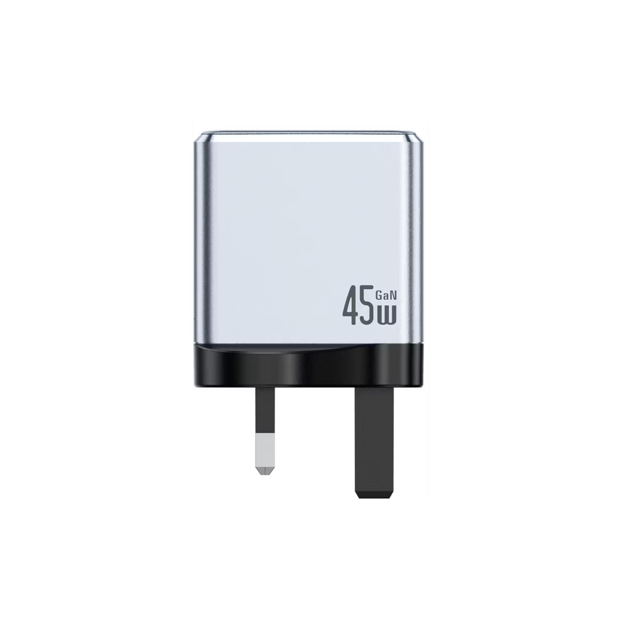 Green Lion GaN UK Plug Wall Charger with 45W Power Delivery, 0%-50% Charge in 30 Minutes, PC Flame Retardant Material, USB-C & USB-A Ports - Gray