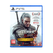 Game case for 'The Witcher 3: Wild Hunt' Complete Edition on PS5 with character artwork and Netflix branding.