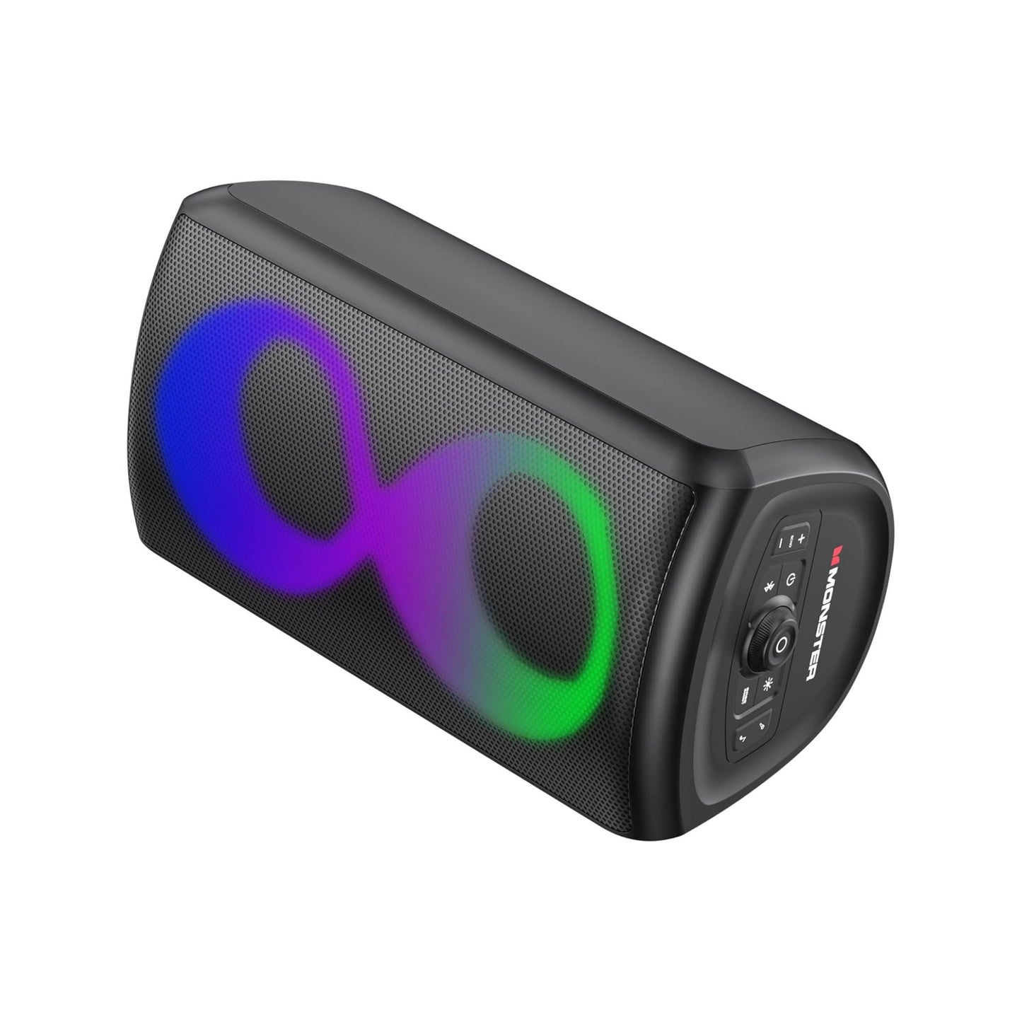 Monster Cycle Speaker with 2 Mics, Bluetooth Version 5.3, IPX4 Water Resistant, Up to 4 Hours Working Time, RGB Color Lighting Effects - Black