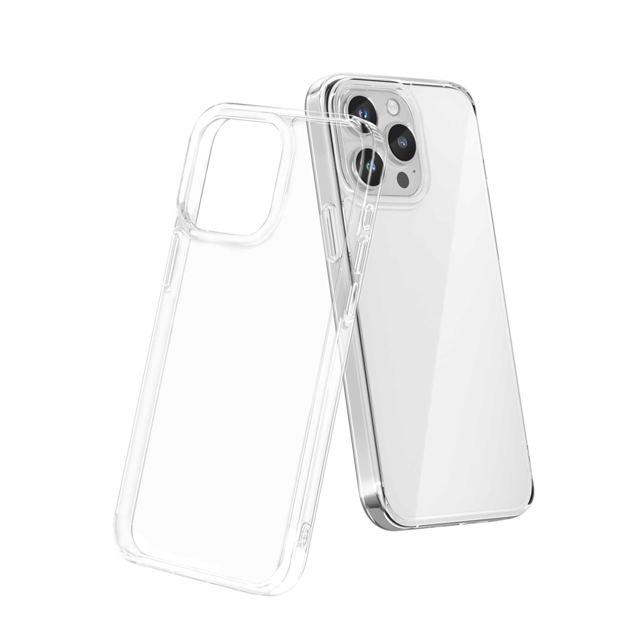 Clear phone case on a white background