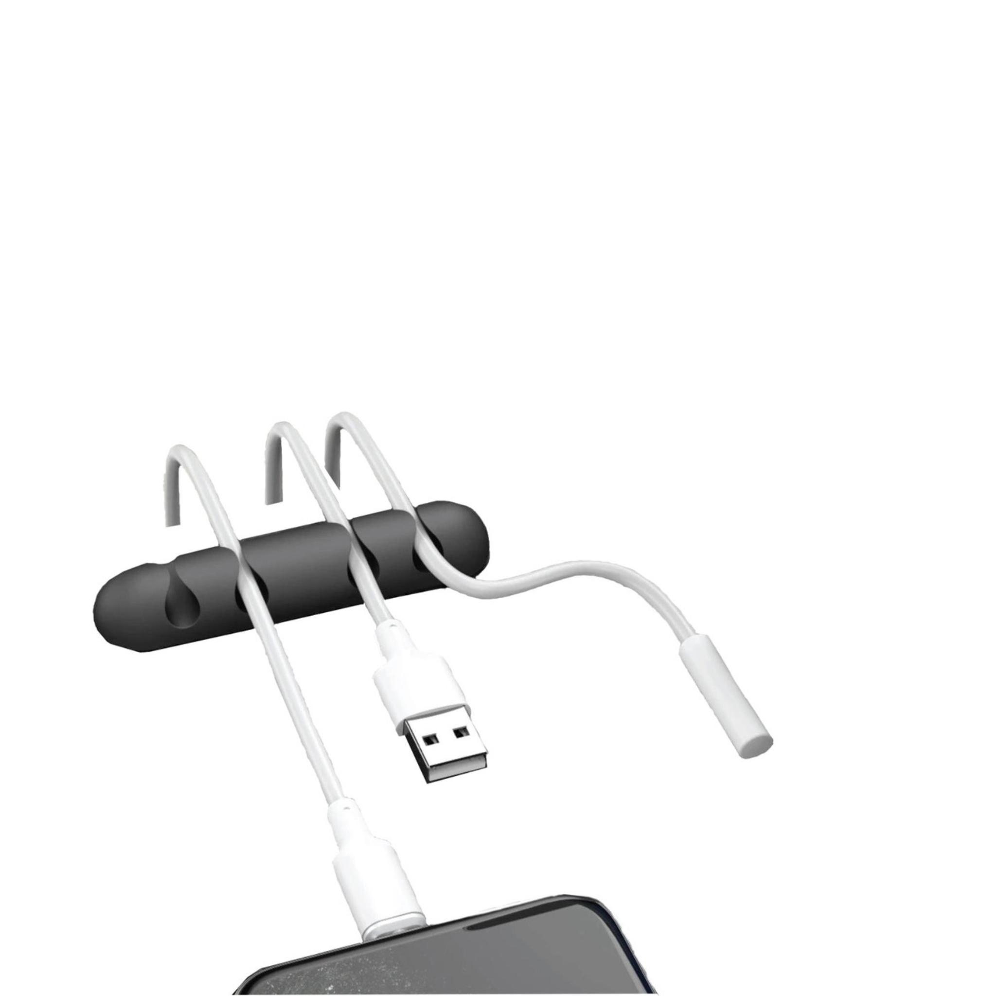 Green Lion 8-in-1 Cable Organizer with 21 Slots, 3M Self-Adhesive Backing, Durable TPR Material, Supports Audio, Ethernet, Data & Mouse Cables, Effortless Cable Access, Easy to Apply - Black