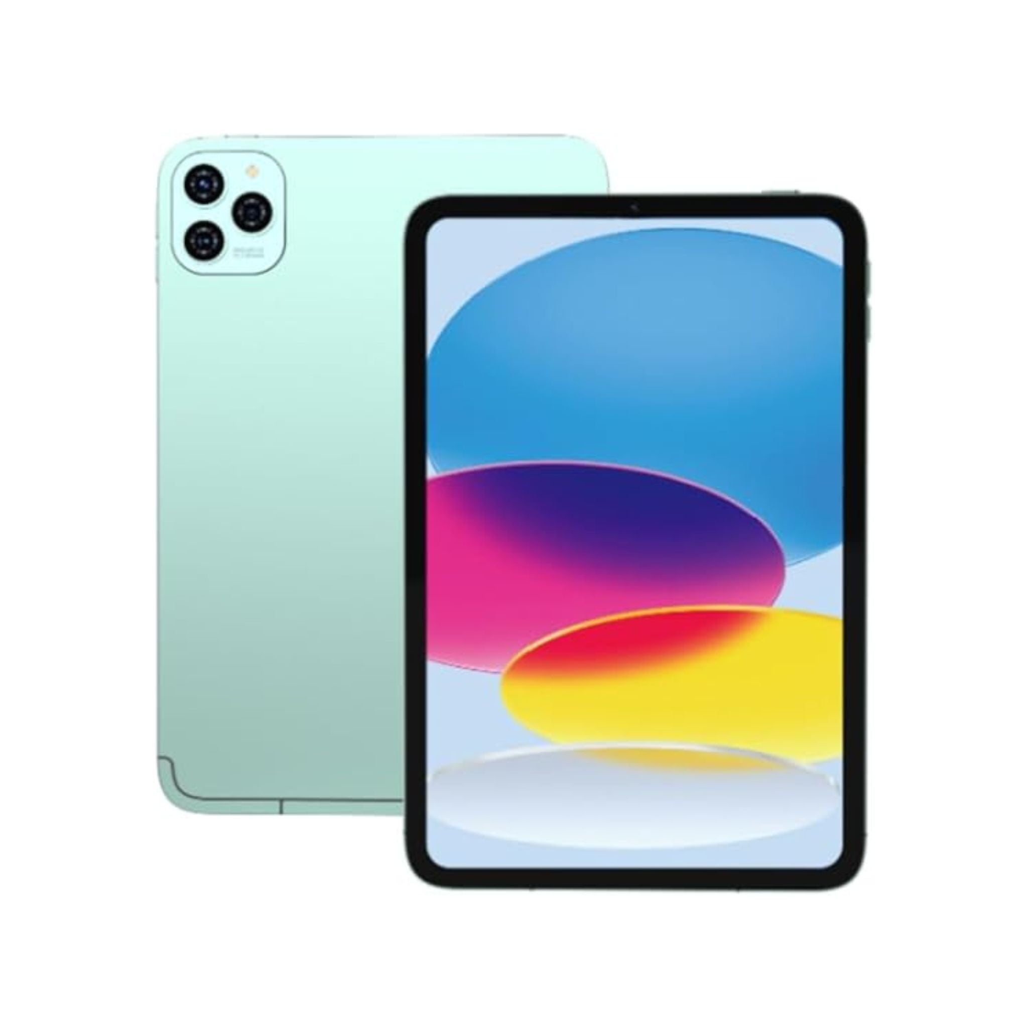 Smartphone showing front and back on a white background