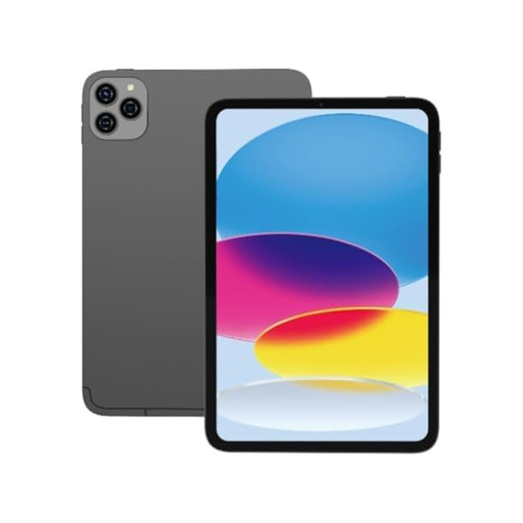 Smartphone showing front and back on a white background
