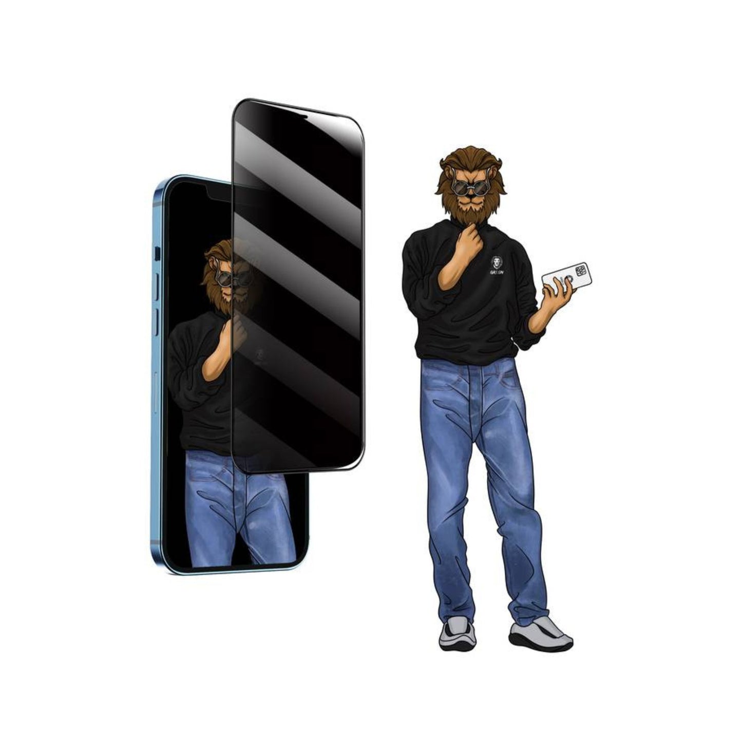Green Lion 9H Steve Privacy Full Glass Screen Protector Compatible for iPhone 12 Pro Max ( 6.7" ), 9H Hardness, Easy Installation, Anti-scratch, Full Protection, Anti-Peeping