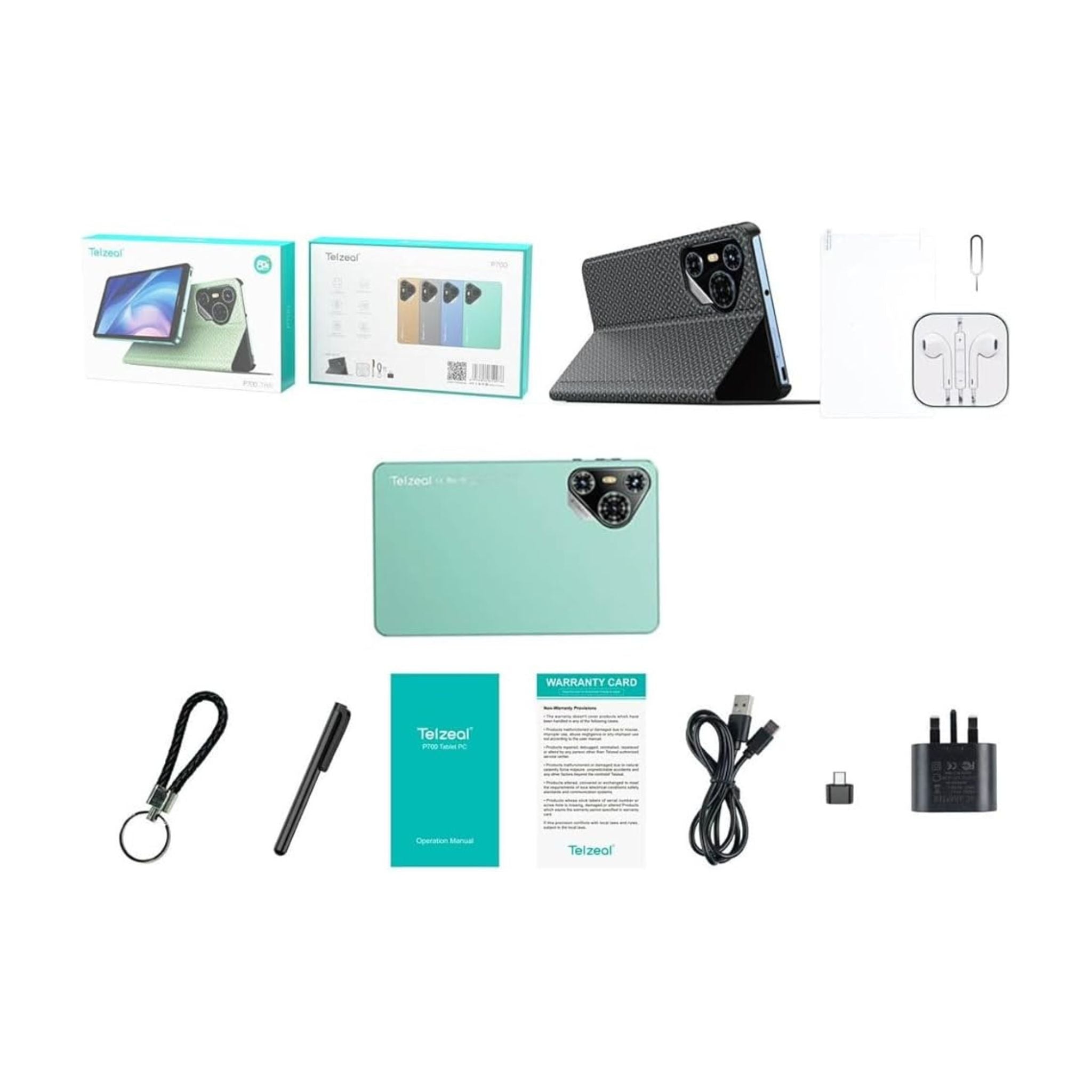 Telzeal P700 5G 7 Inch Android Tablet with Dual SIM 6GB RAM 256GB ROM and 3000 mAh Battery_Green