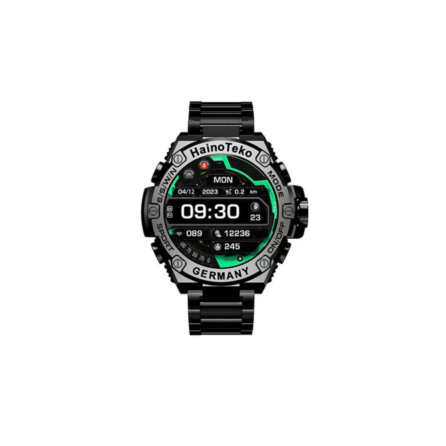 Haino Teko Germany RW39 Round Shape Large Screen AMOLED Display Smart Watch With 3 Pair Straps and Wireless Charger For Men's and Boys_Black