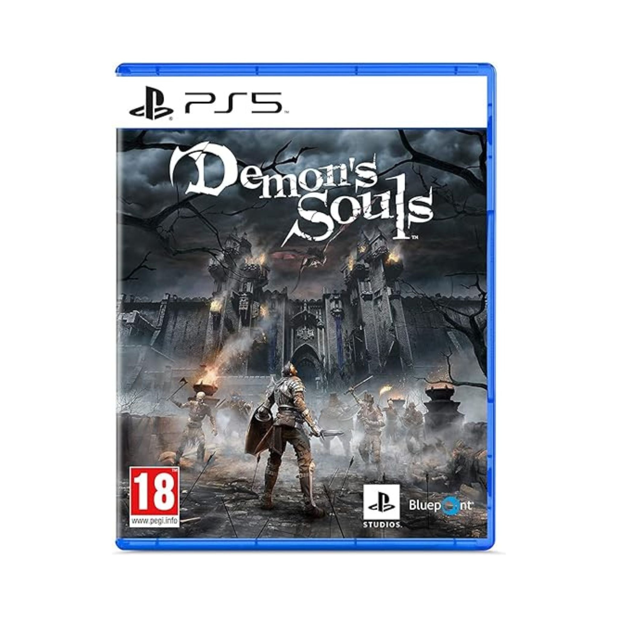 PlayStation 5 game disc for 'Demon's Souls' with a dark fantasy cover.