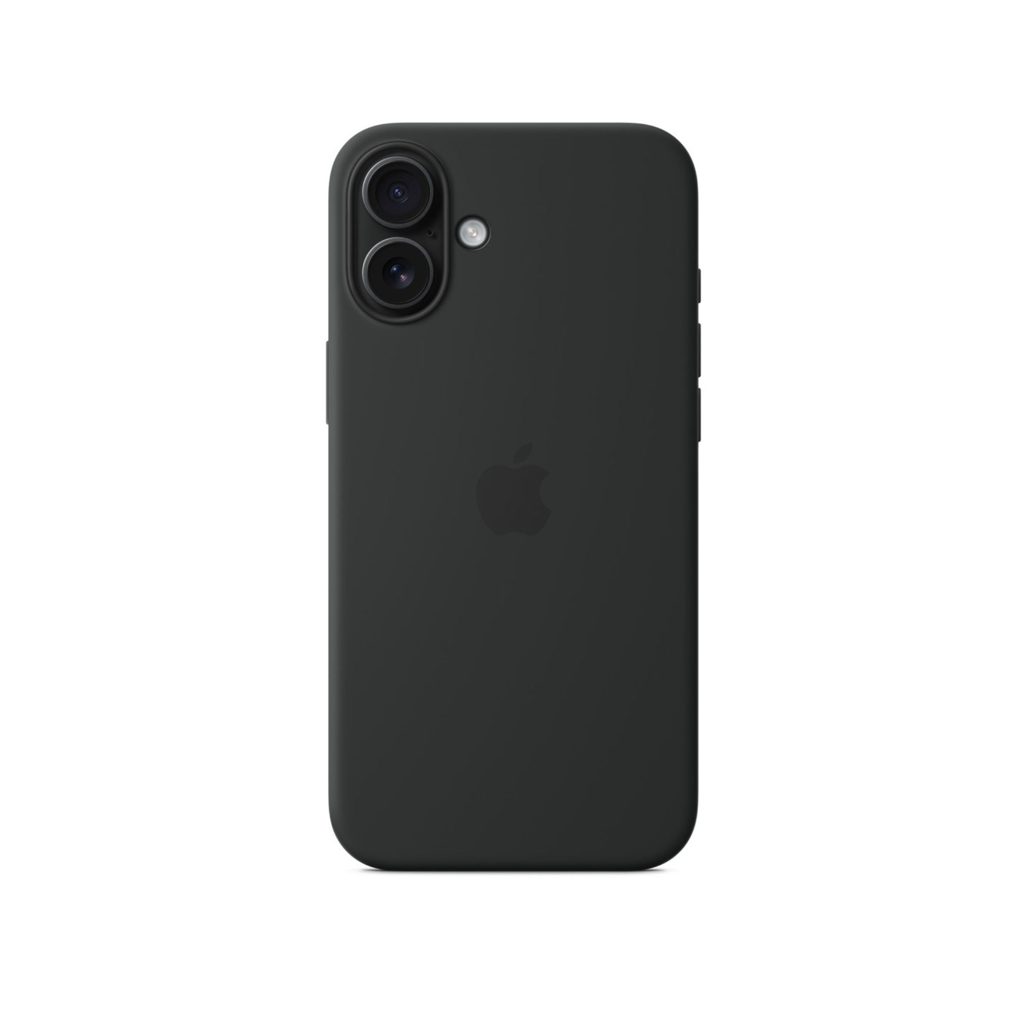 Black silicone case for iPhone 16 Plus with MagSafe feature.