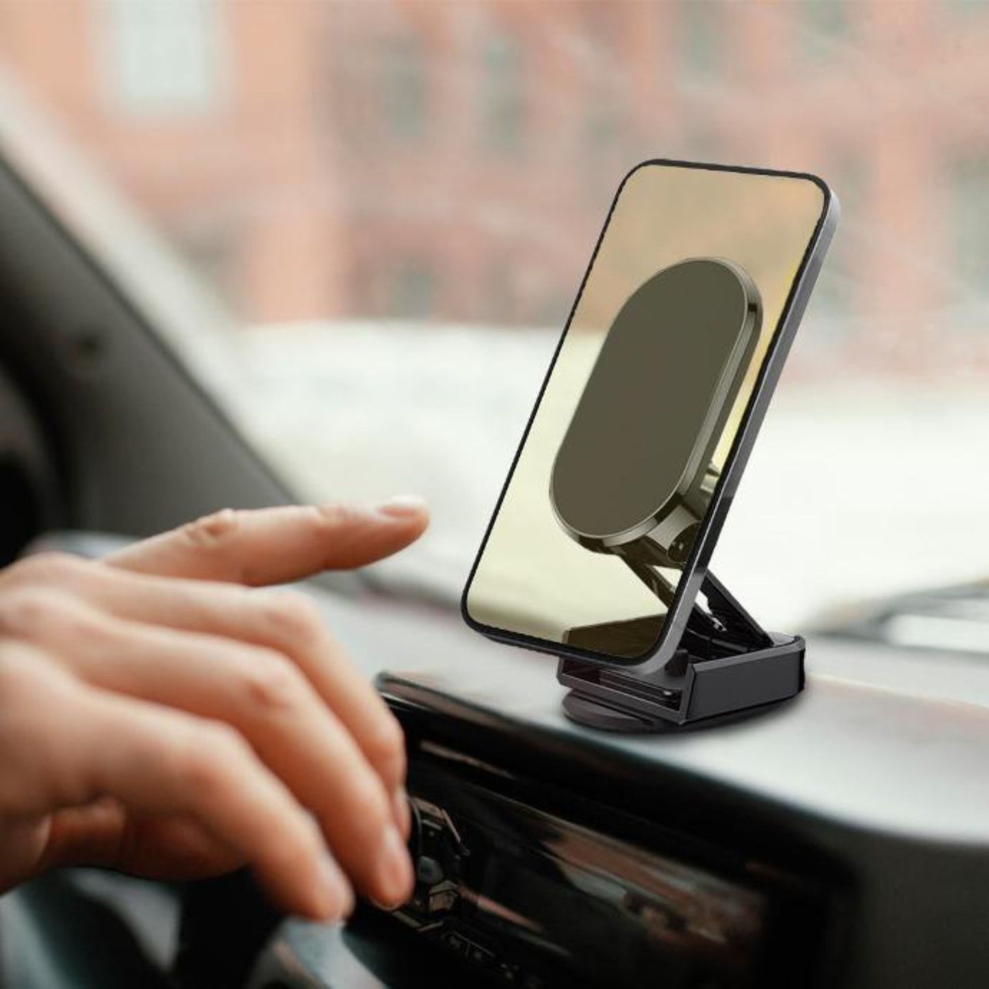 Porodo Dashboard N50x6 Magnet Phone Holder with Metal Plate - Black