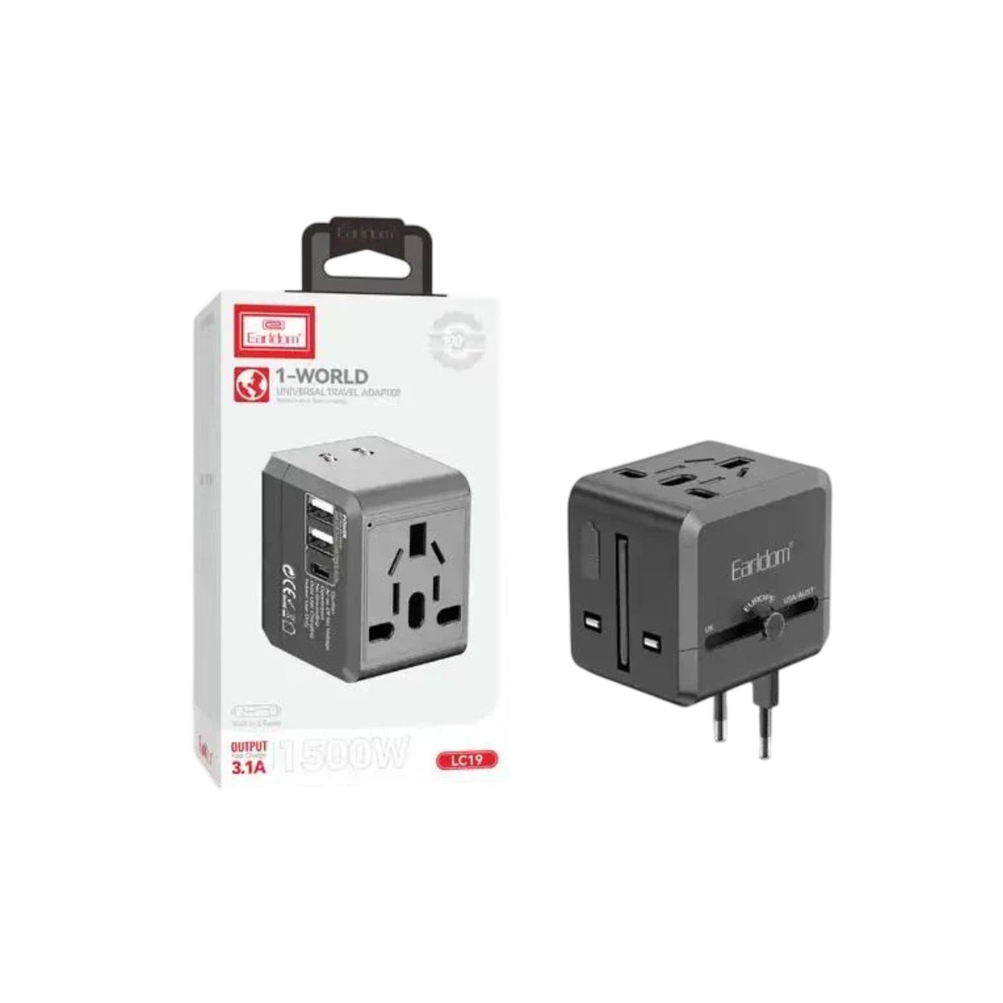 Earldom USB International Travel Adapter With Type C to USB 3.1 Adapter/Universal Travel Adapter