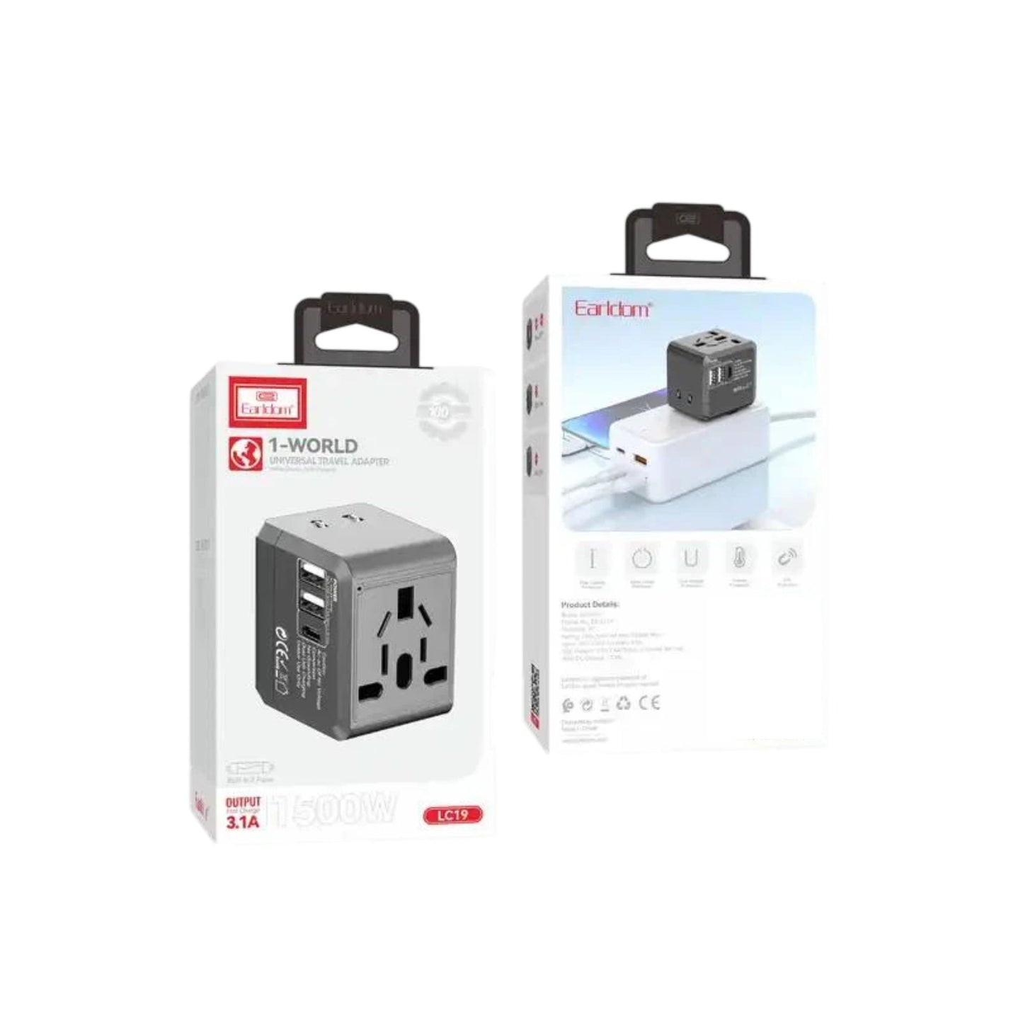 Earldom USB International Travel Adapter With Type C to USB 3.1 Adapter/Universal Travel Adapter