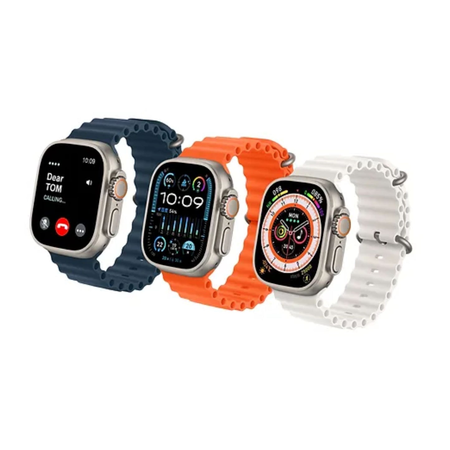 Premium Haino Teko Germany TOP 1 Full Screen Real AMOLED Display_ 3 Pair Straps_Wireless Charger_For Ladies and Gents_Orange